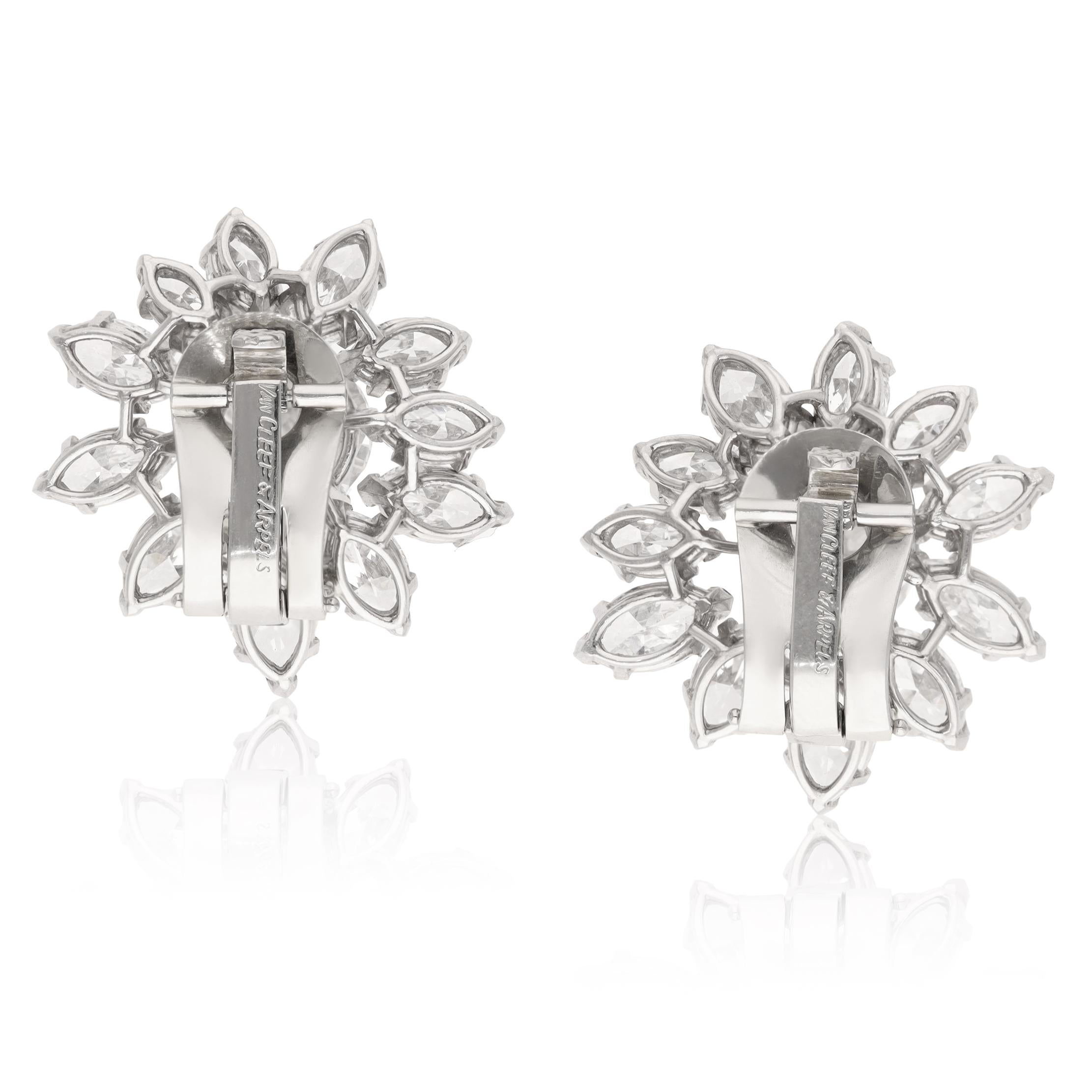 VAN CLEEF & ARPELS Diamond Flower Ear Clips