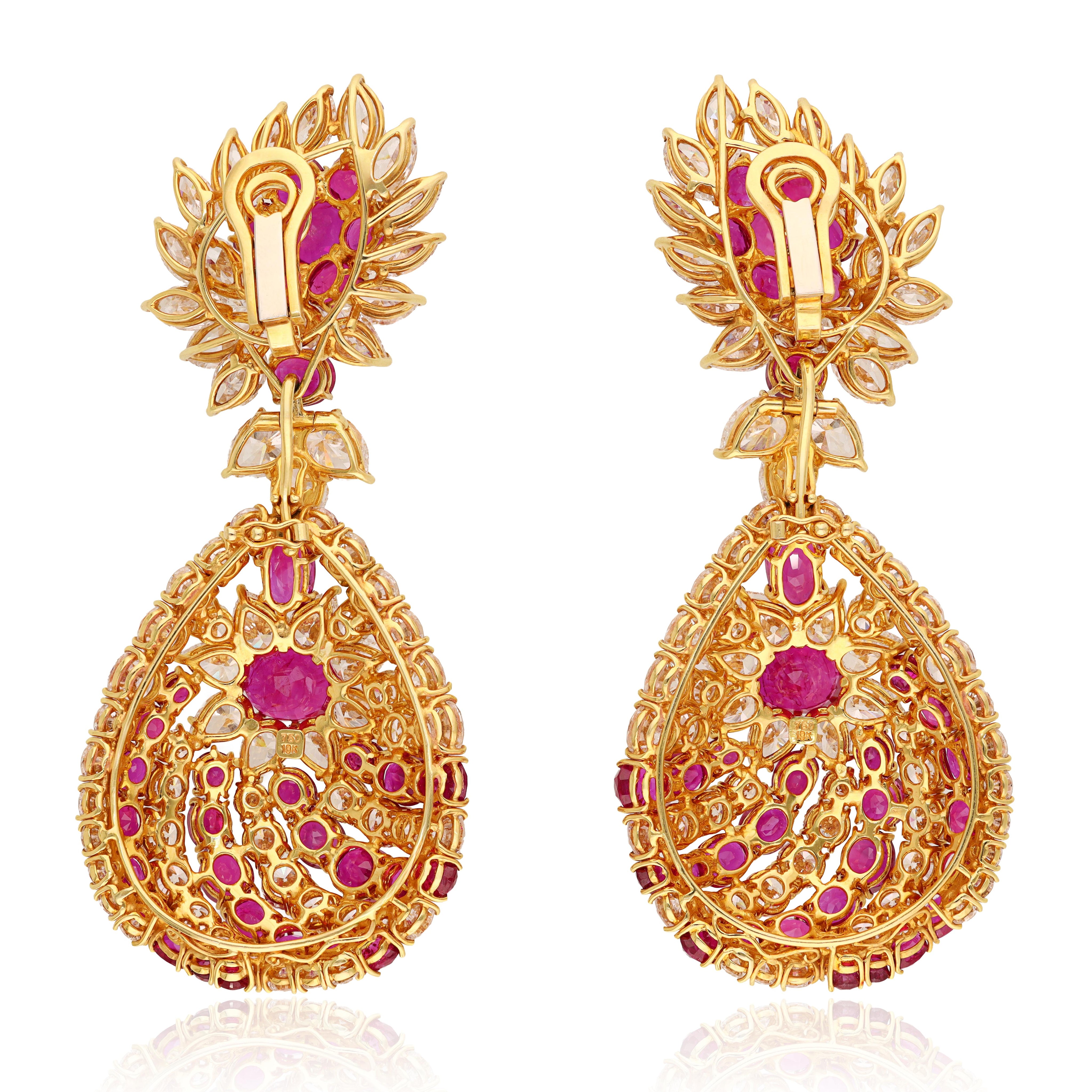 Ruby and Diamond Ear Clips