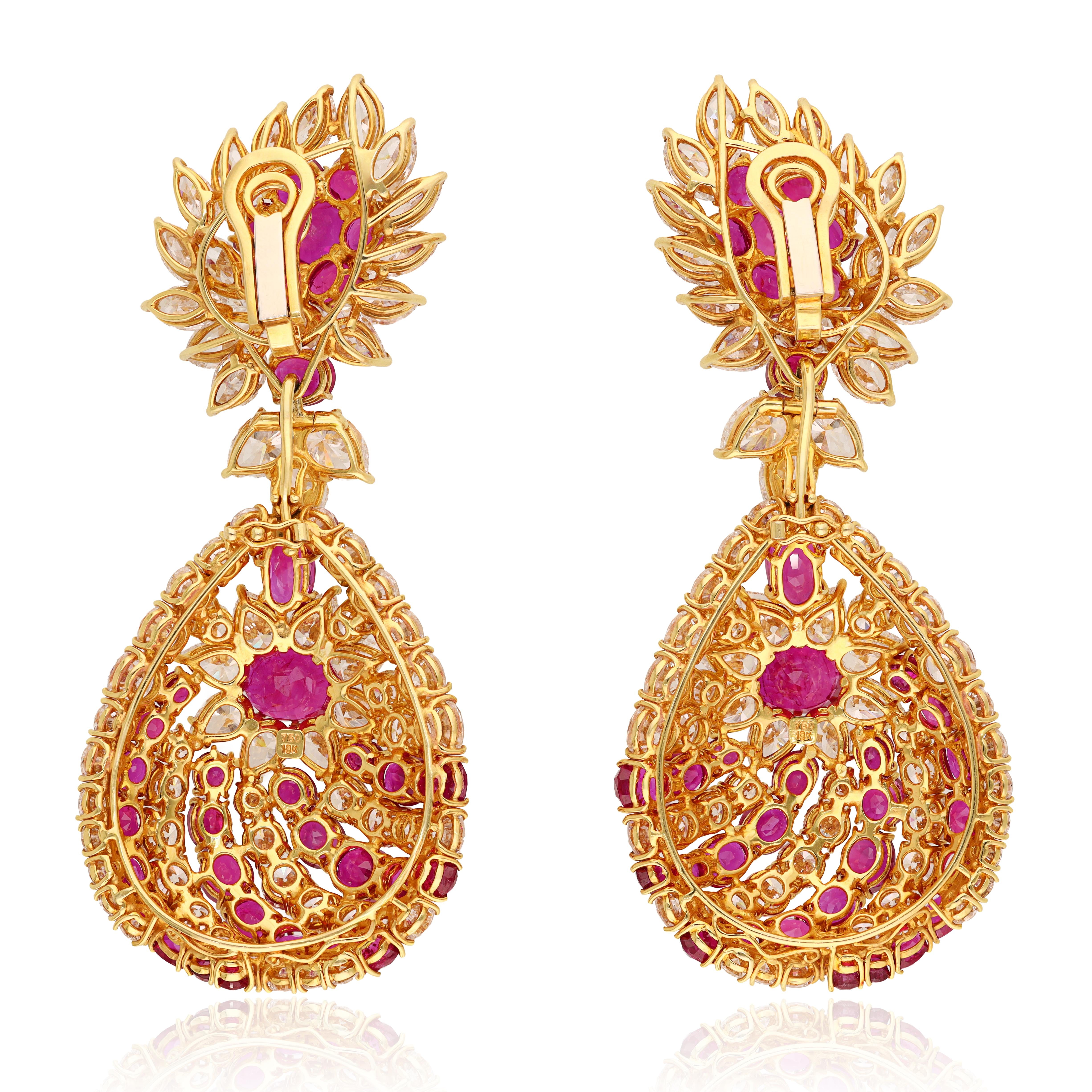 Ruby and Diamond Ear Clips