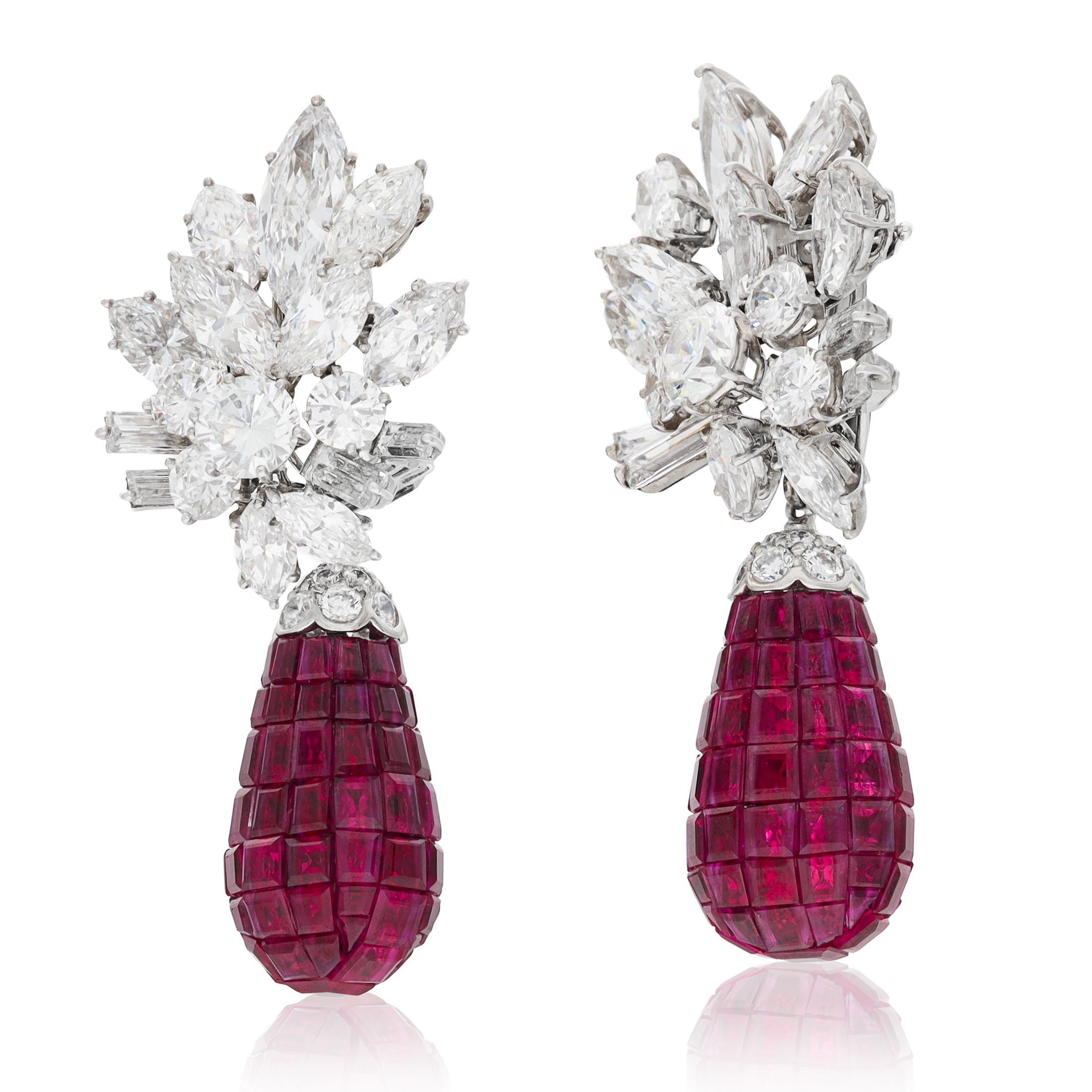 VAN CLEEF & ARPELS Mystery Set Ruby and Diamond Detachable Ear Clips