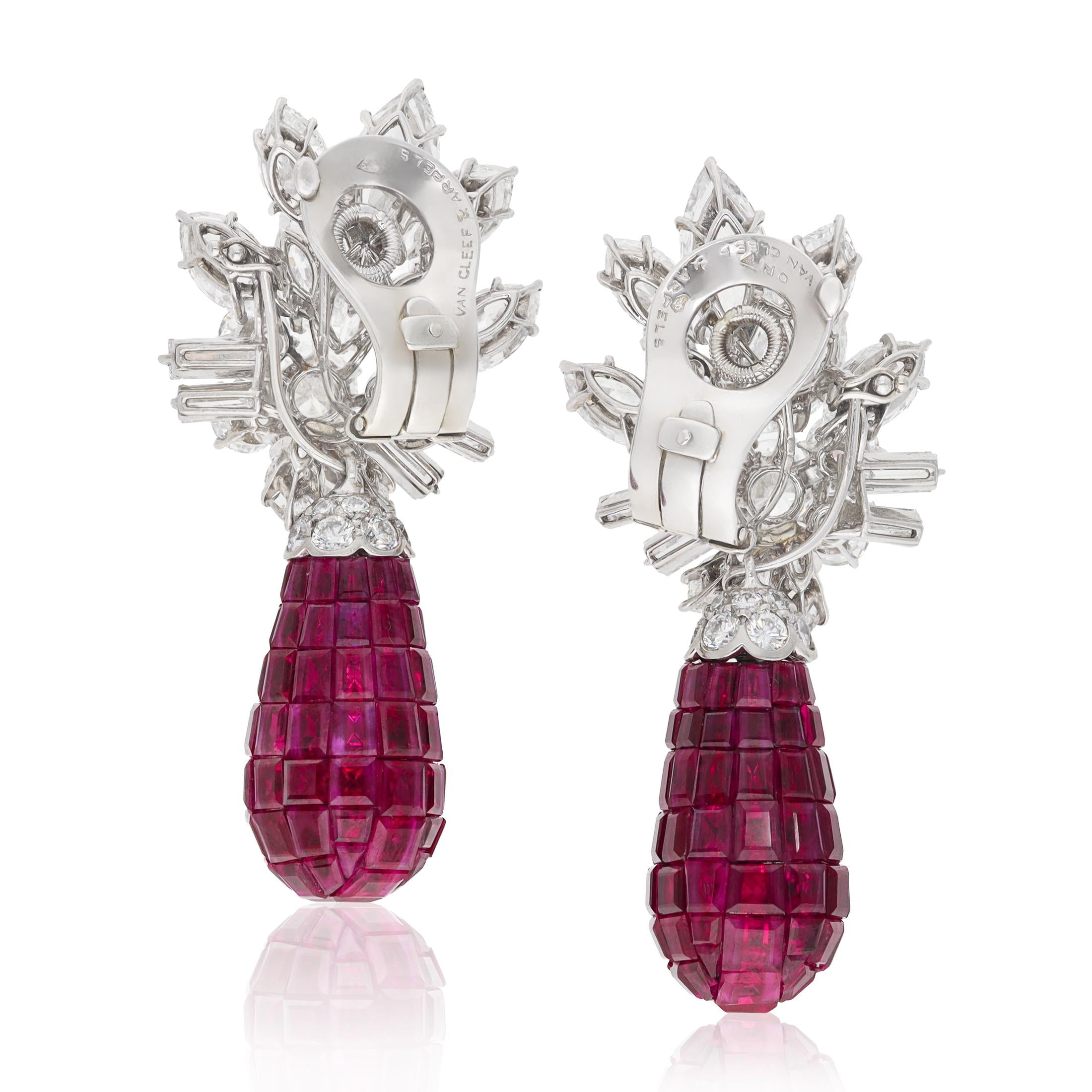 VAN CLEEF & ARPELS Mystery Set Ruby and Diamond Detachable Ear Clips