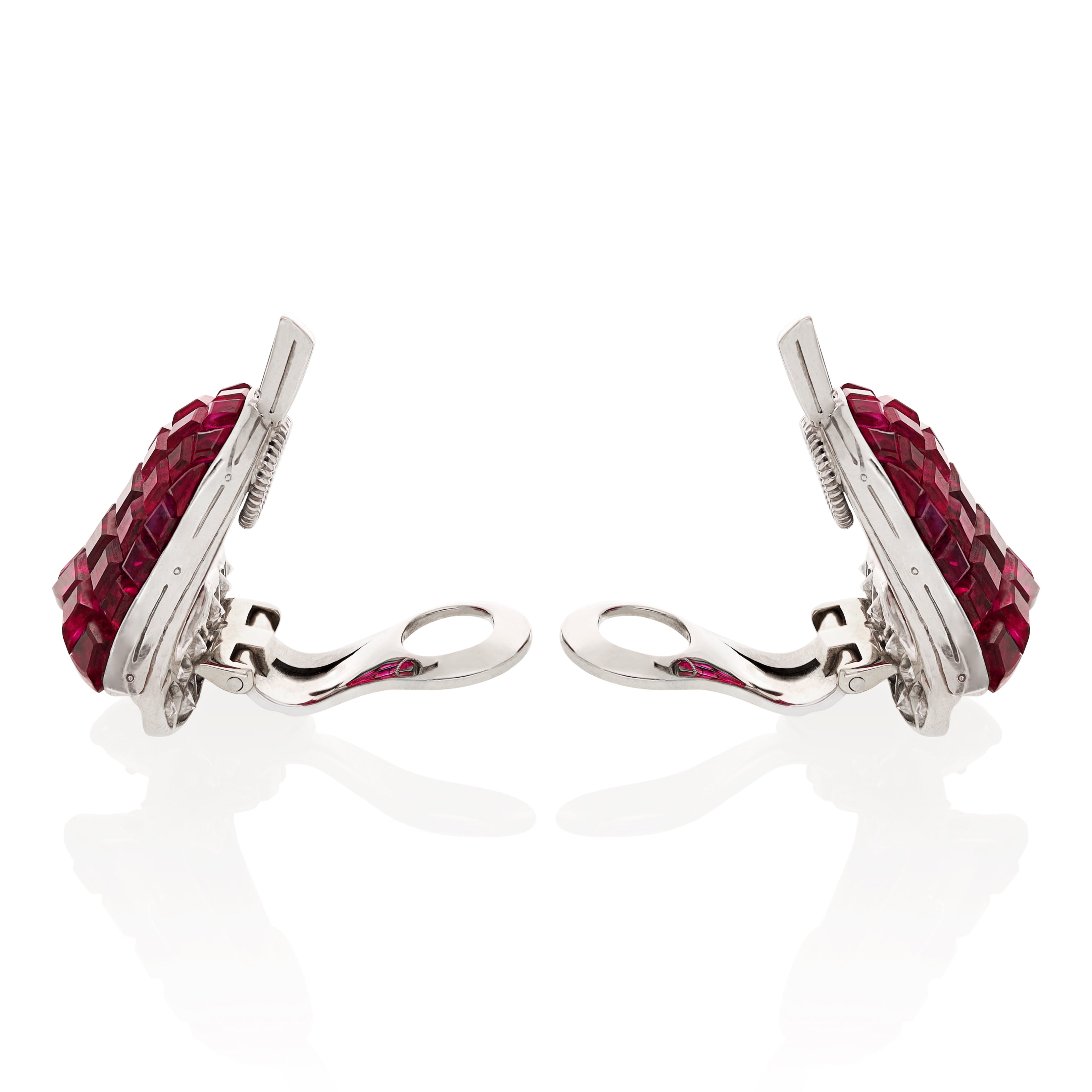 VAN CLEEF & ARPELS Pair of Mystery-Set Ruby and Diamond Ear Clips, France
