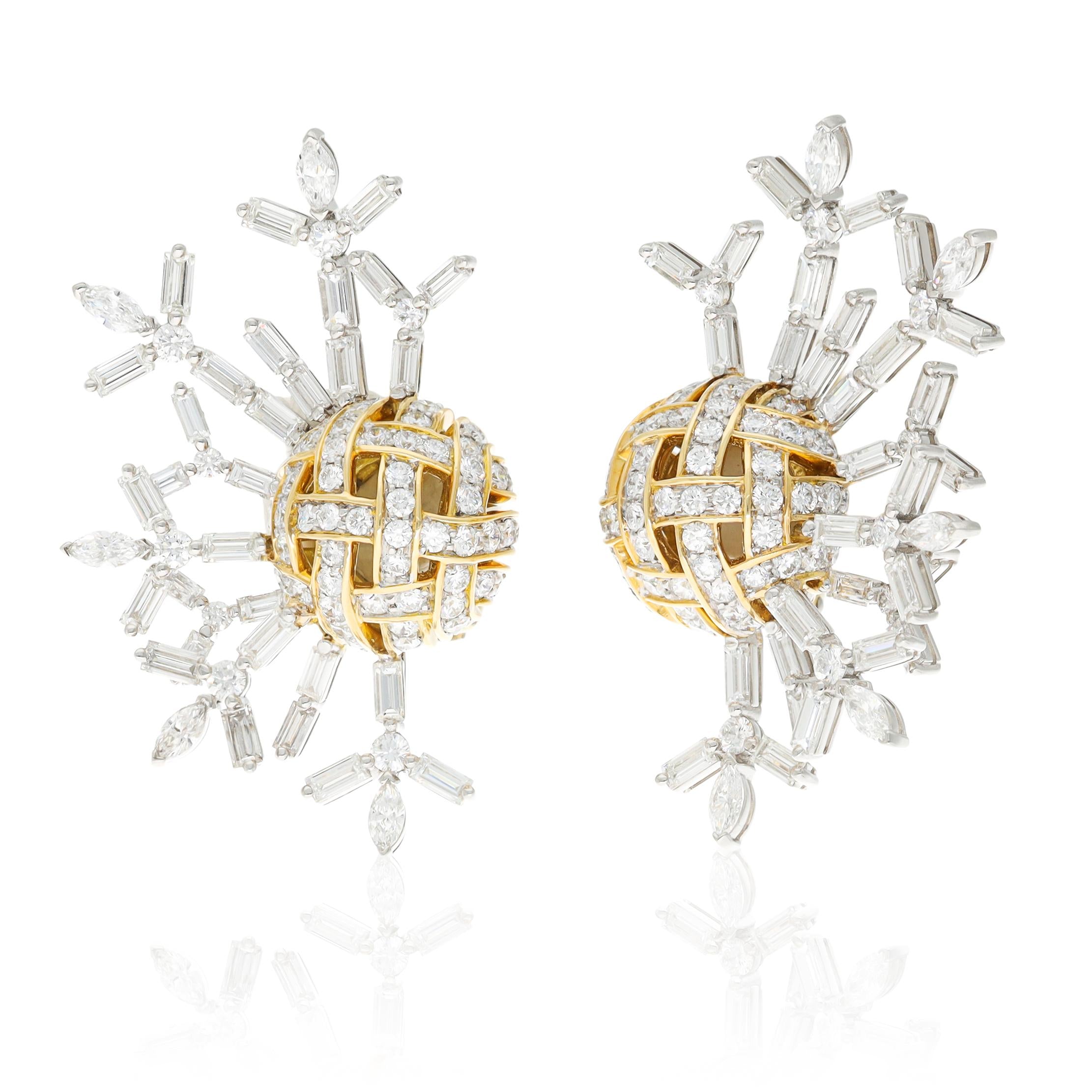TIFFANY & CO. 18K Yellow Gold and Platinum Diamond Schlumberger “Coral” Ear Clip