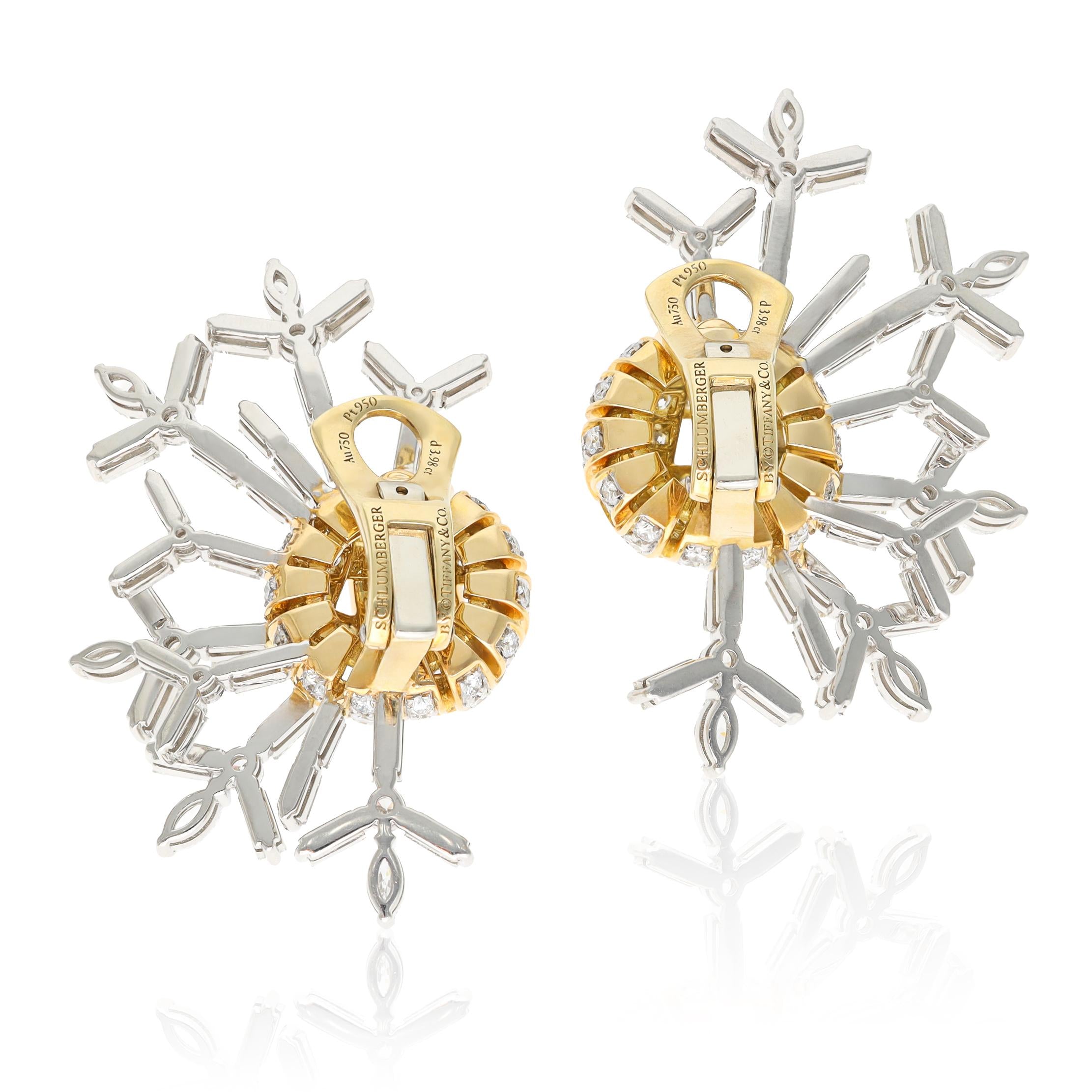TIFFANY & CO. 18K Yellow Gold and Platinum Diamond Schlumberger “Coral” Ear Clip