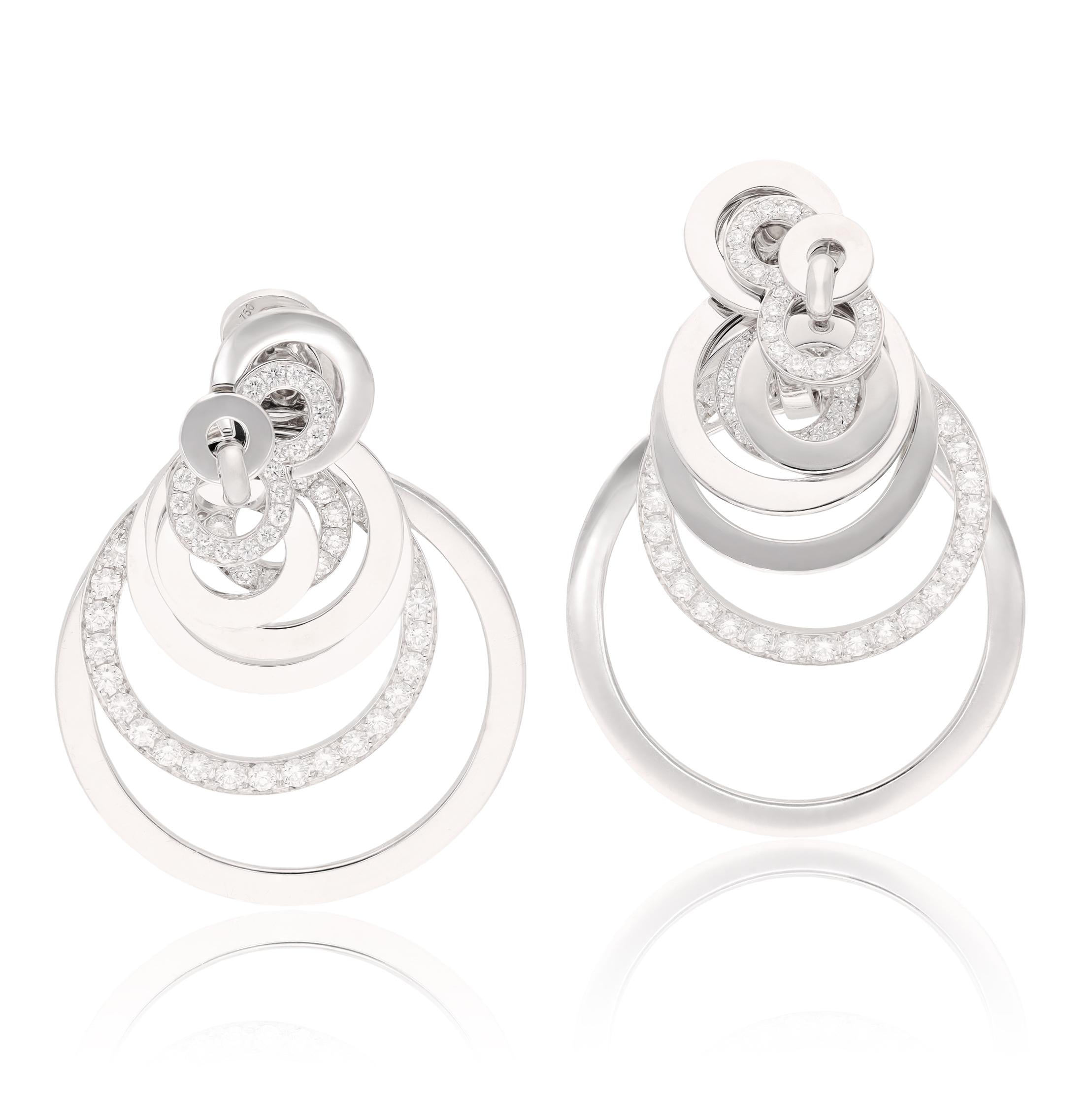 De GRISOGONO 18K White Gold Diamond “Gypsy” Ear Clips