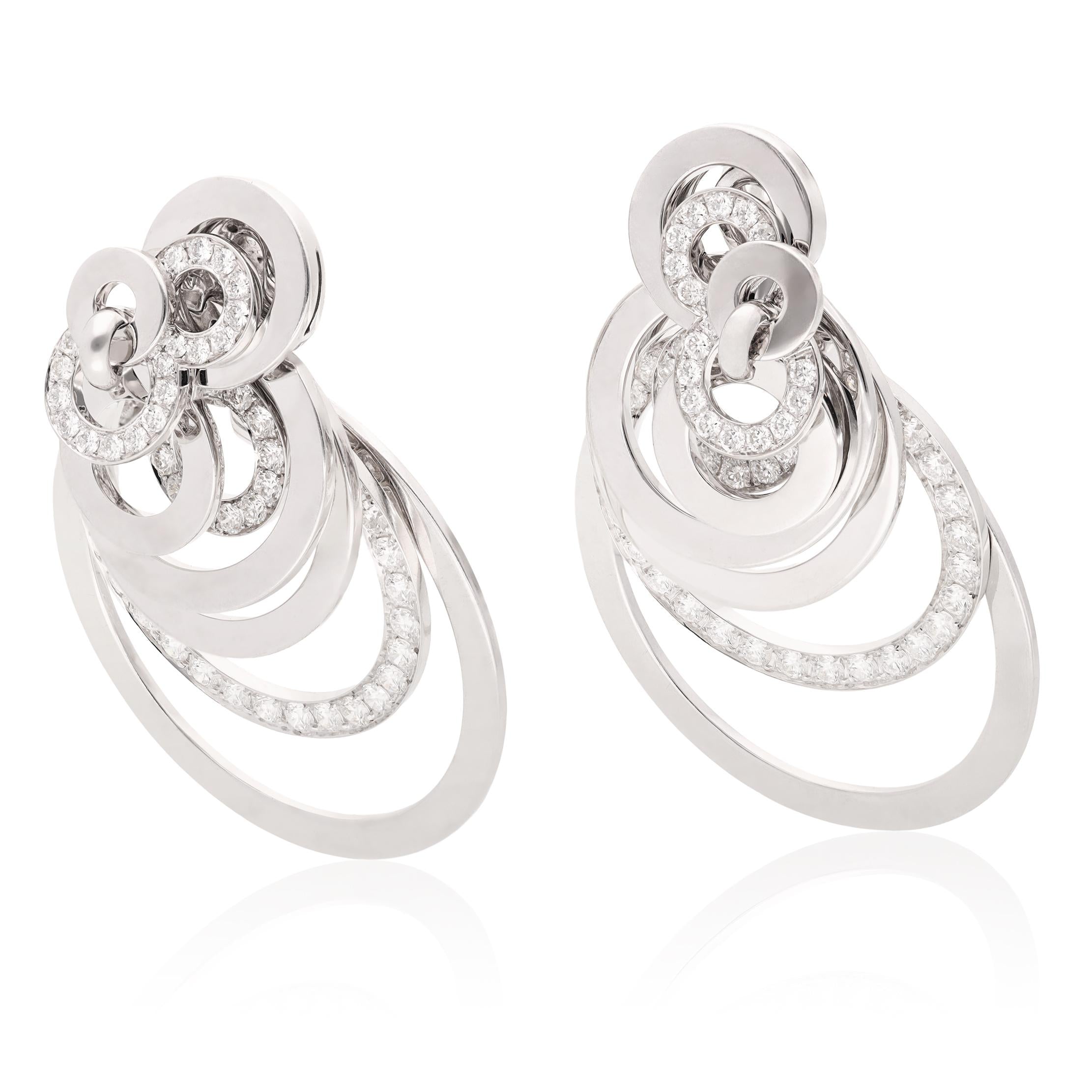 De GRISOGONO 18K White Gold Diamond “Gypsy” Ear Clips