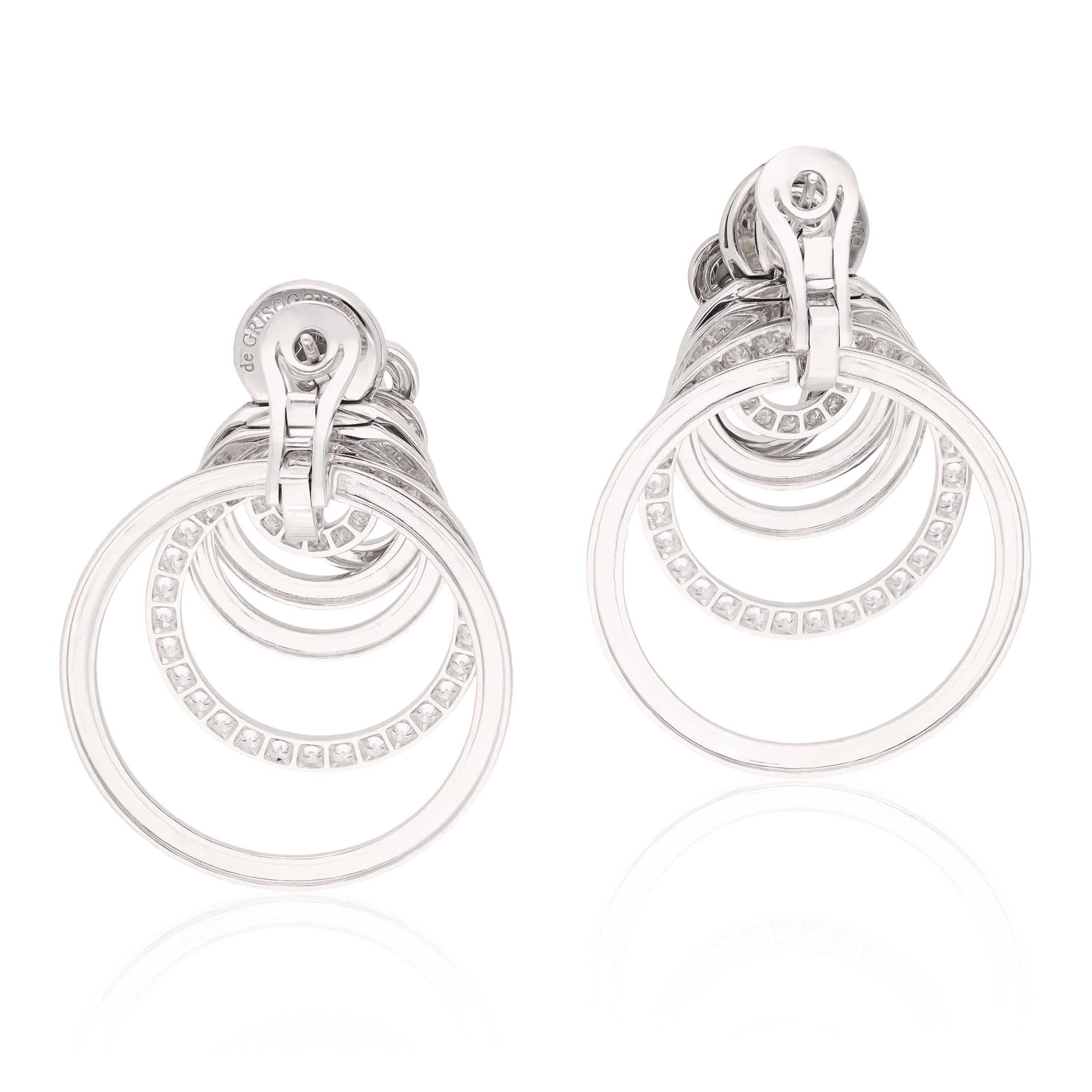De GRISOGONO 18K White Gold Diamond “Gypsy” Ear Clips