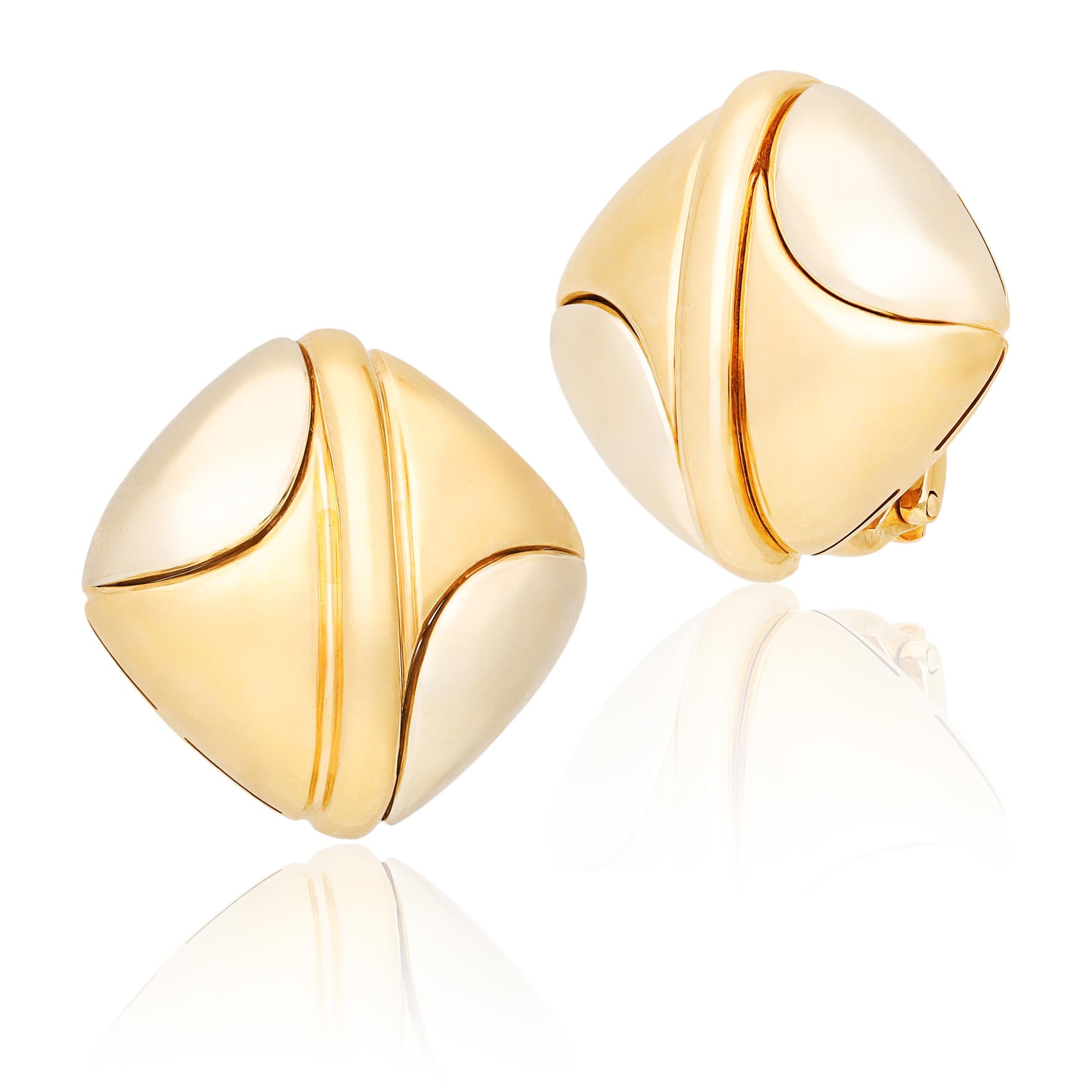 BVLGARI 18K Dual Hues of Gold Ear Clips