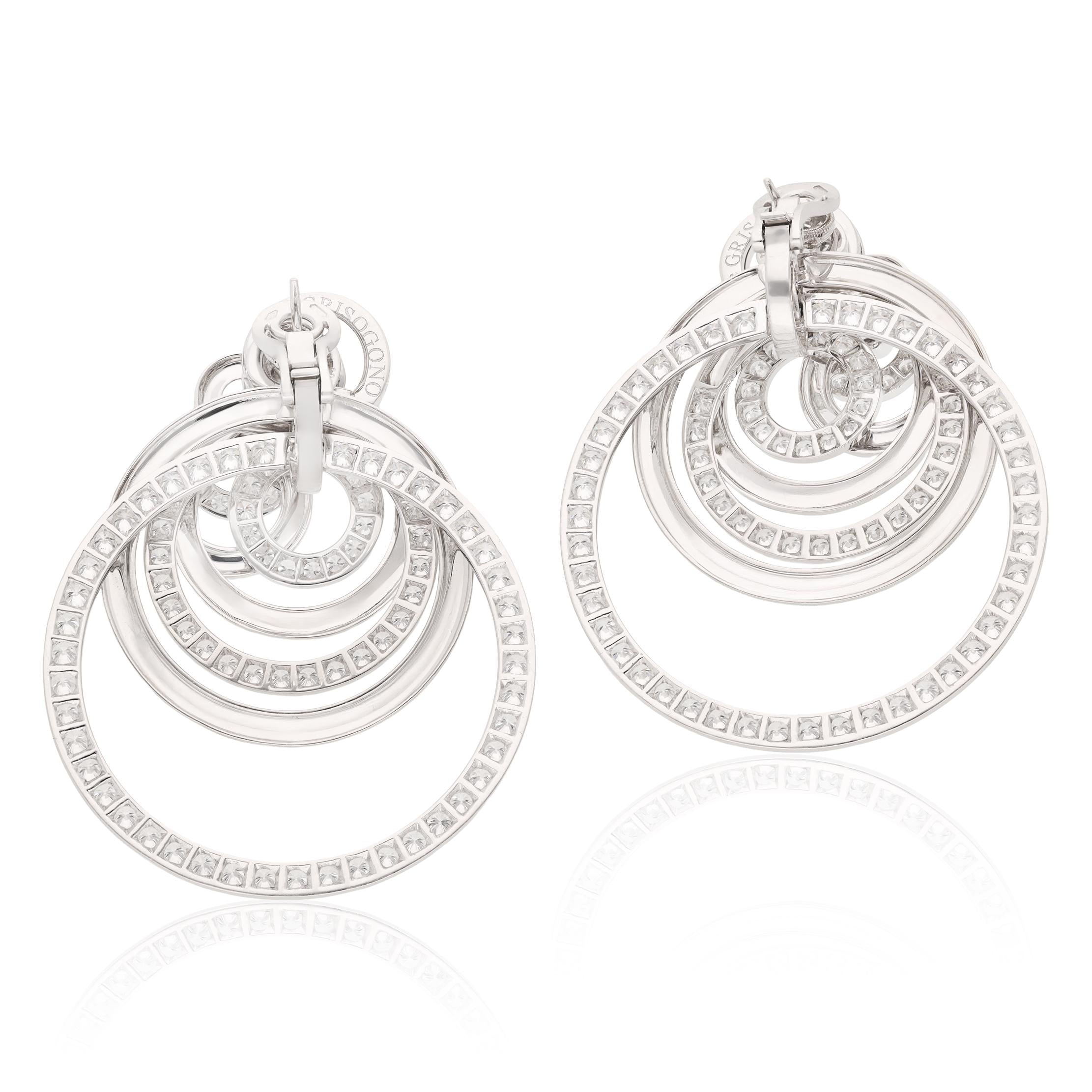 De GRISOGONO 18K White Gold and Diamond “Gypsy” Ear Clips