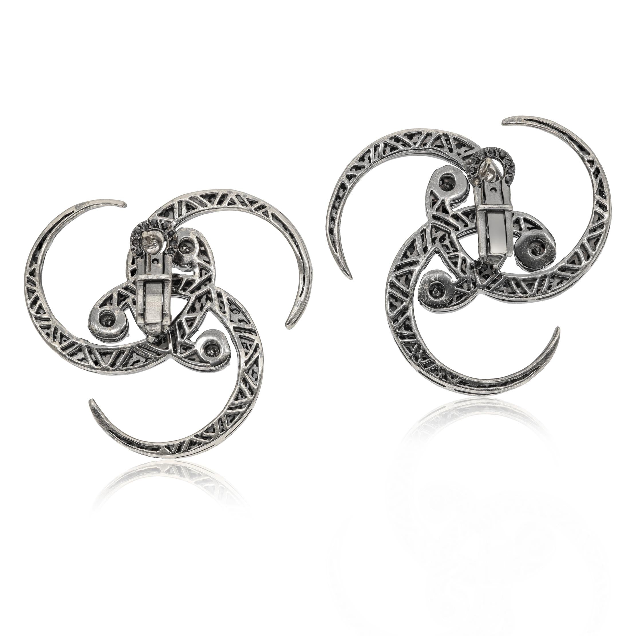 VHERNIER 18K Blackened Gold White & Colored Diamond Earrings