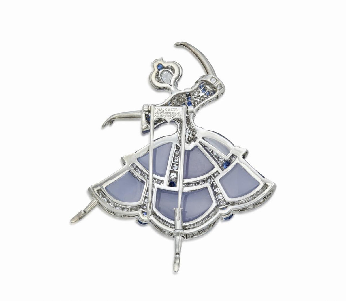 VAN CLEEF & ARPELS "Ballerina" Diamond, Sapphire and Blue Chrysoprase Brooch