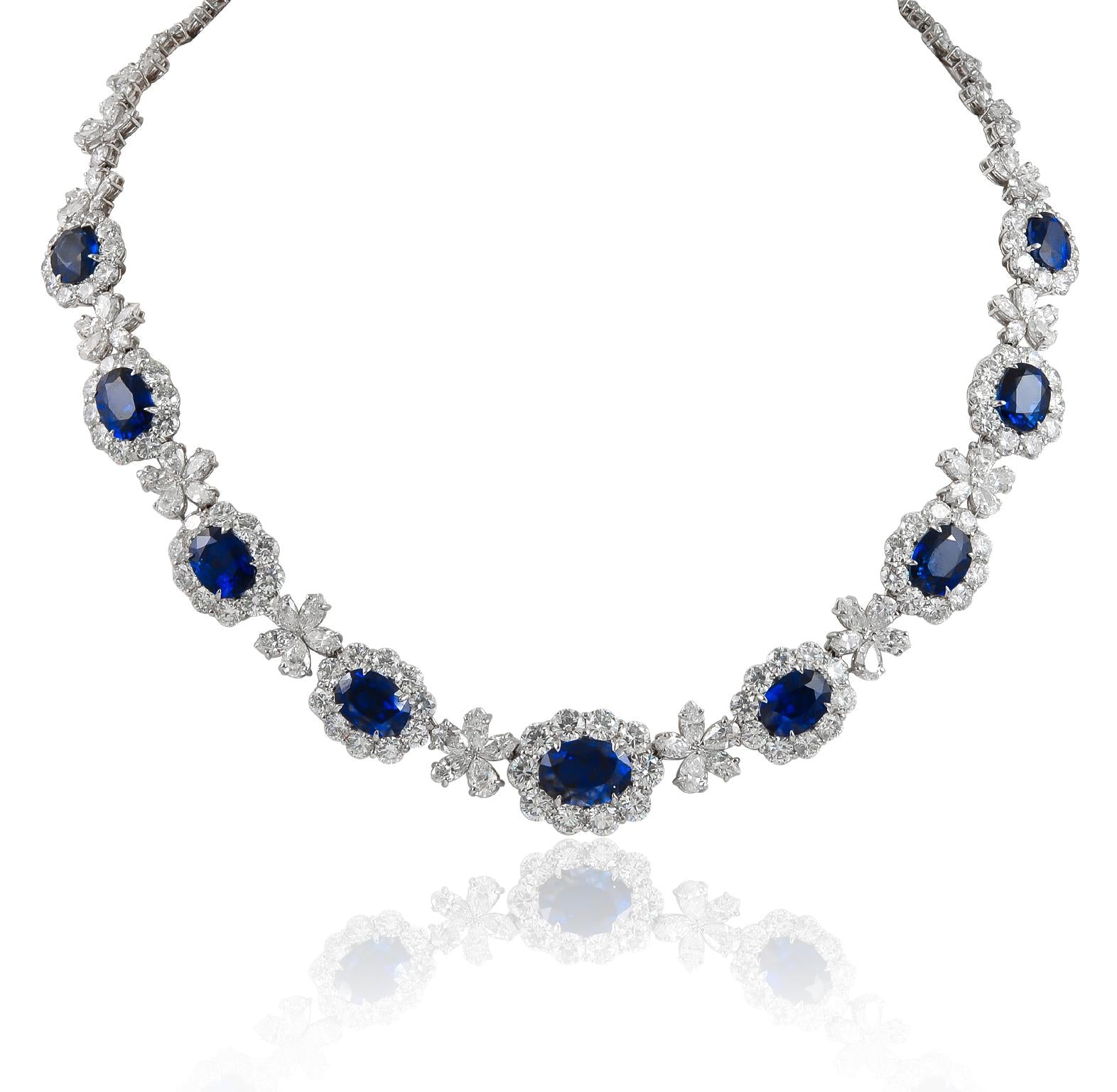 Platinum, Diamond and Sapphire Necklace