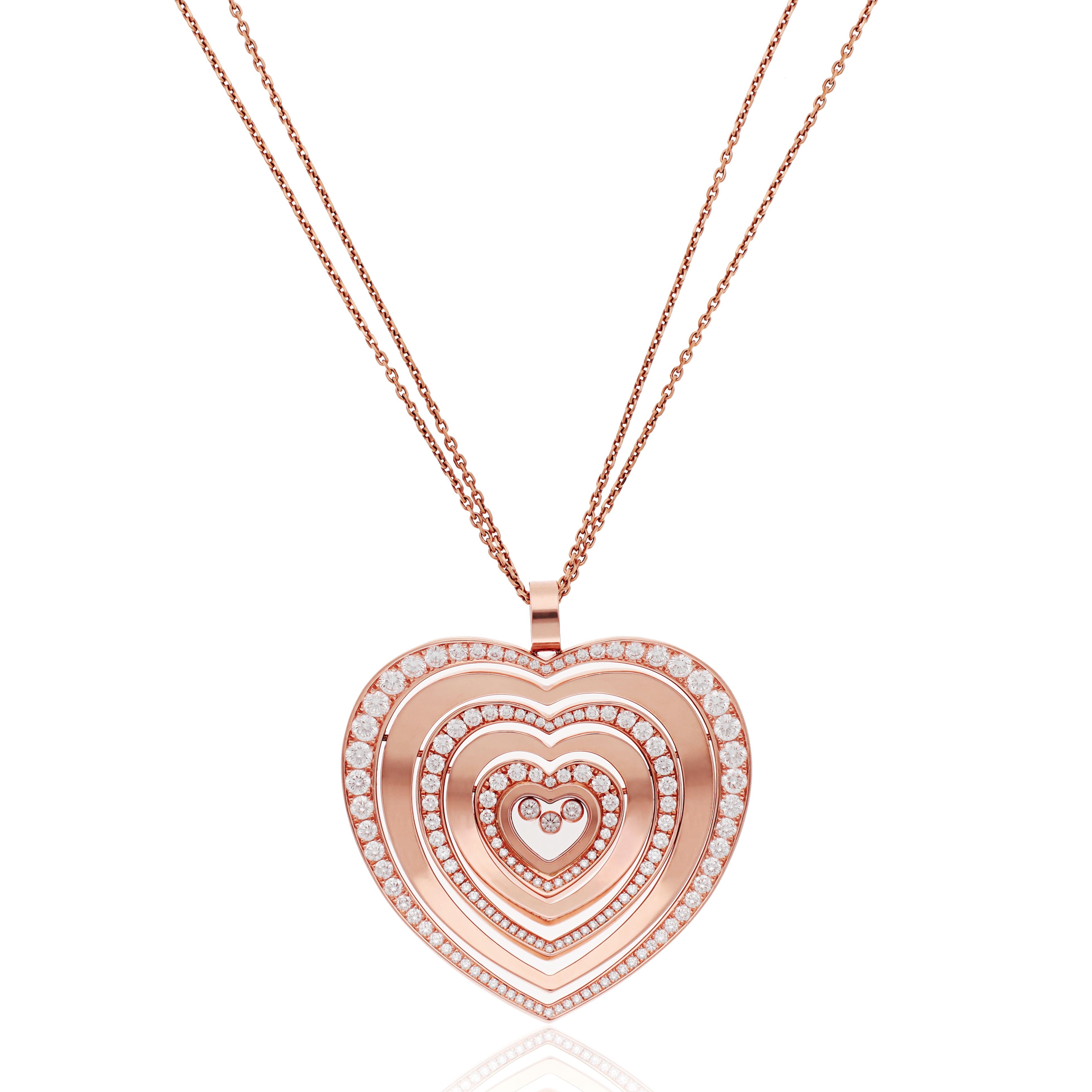 Chopard Rose Gold Happy Diamonds Heart Pendant Necklace