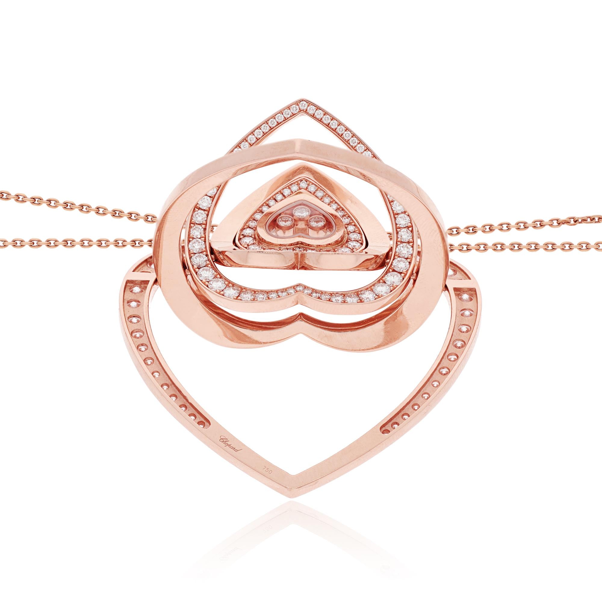 Chopard Rose Gold Happy Diamonds Heart Pendant Necklace