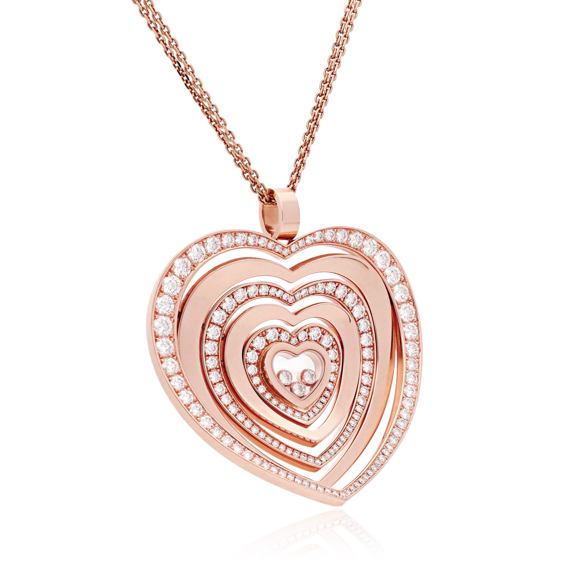 Chopard Rose Gold Happy Diamonds Heart Pendant Necklace