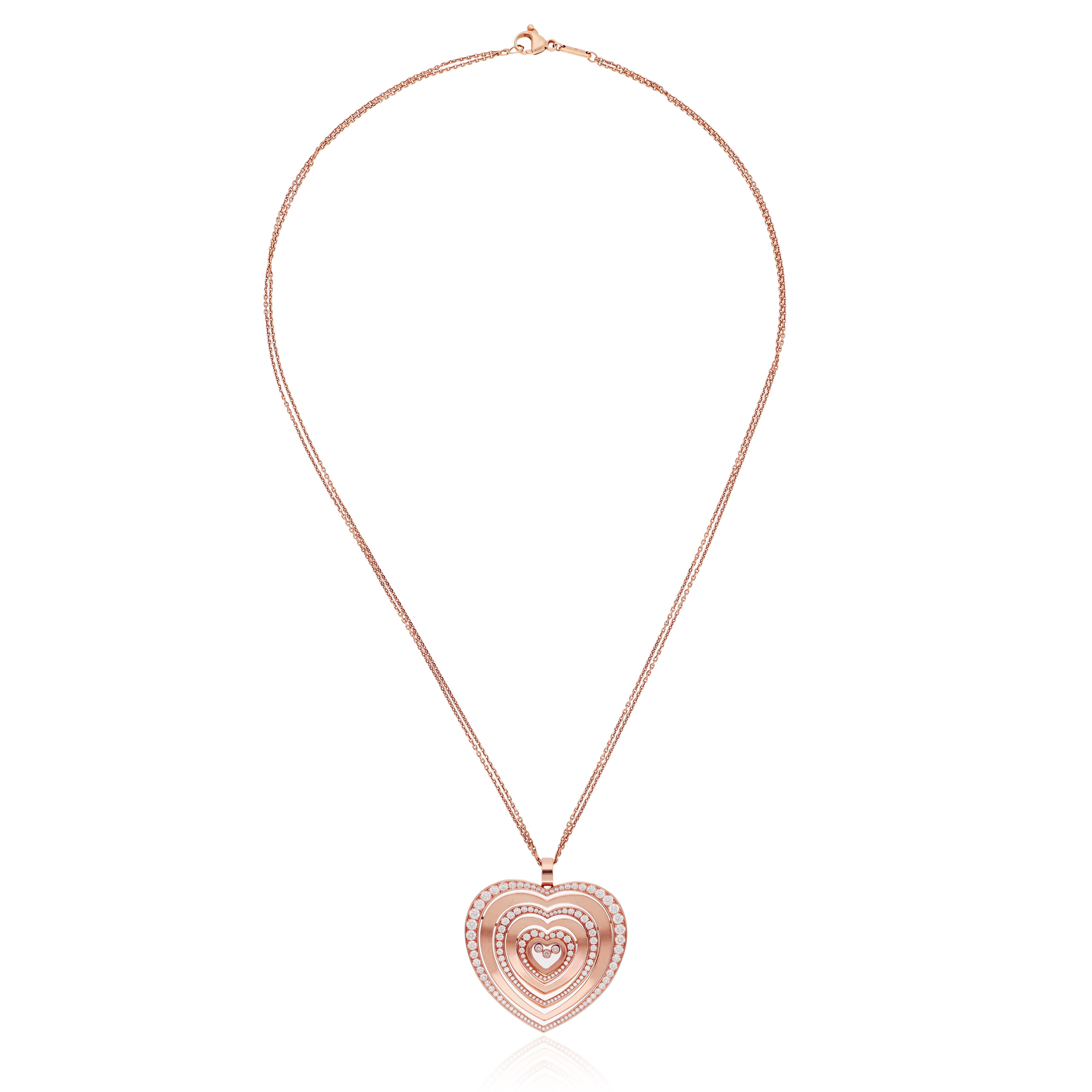Chopard Rose Gold Happy Diamonds Heart Pendant Necklace