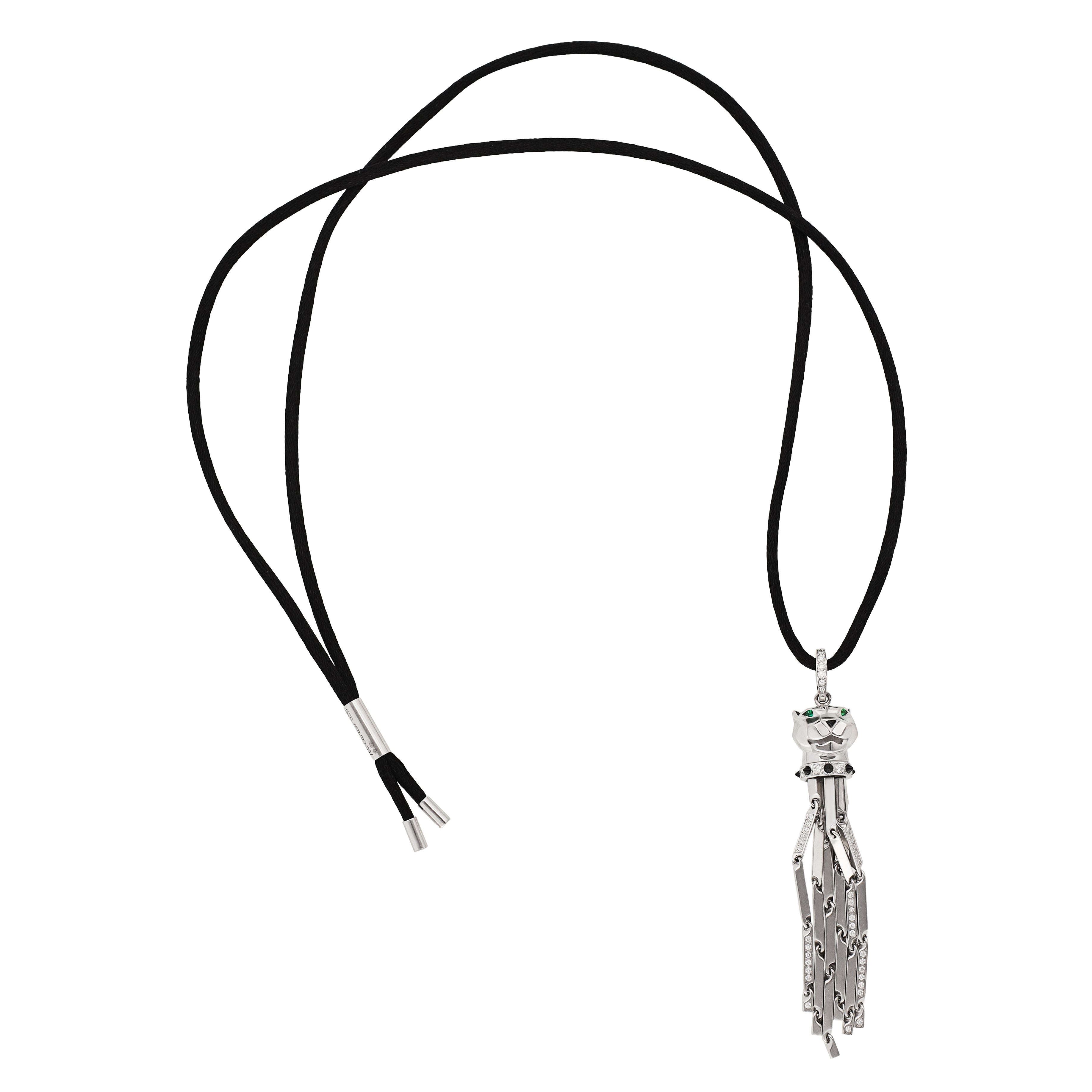 CARTIER Diamond,Onyx, Emerald Panther Tassel Necklace
