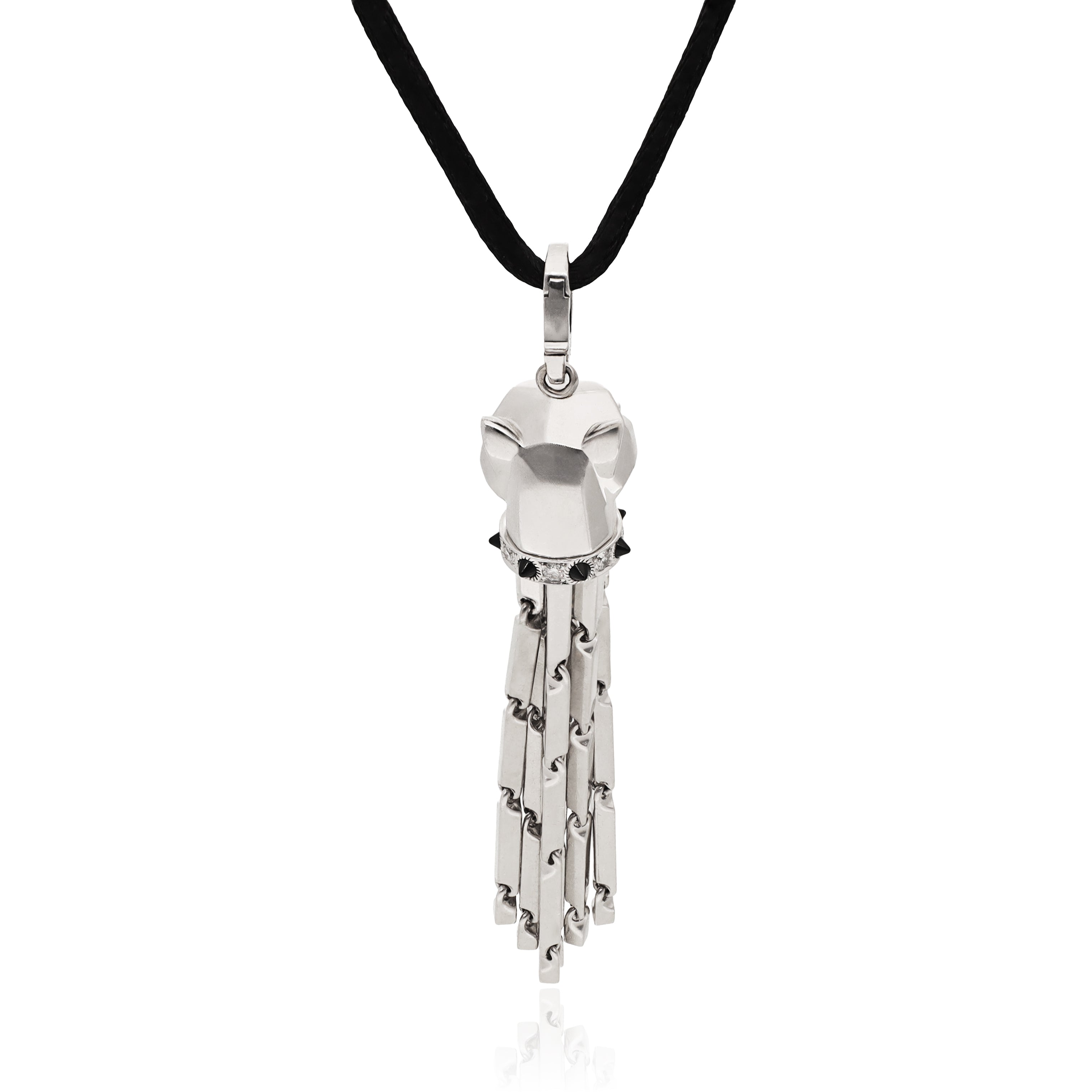 CARTIER Diamond,Onyx, Emerald Panther Tassel Necklace