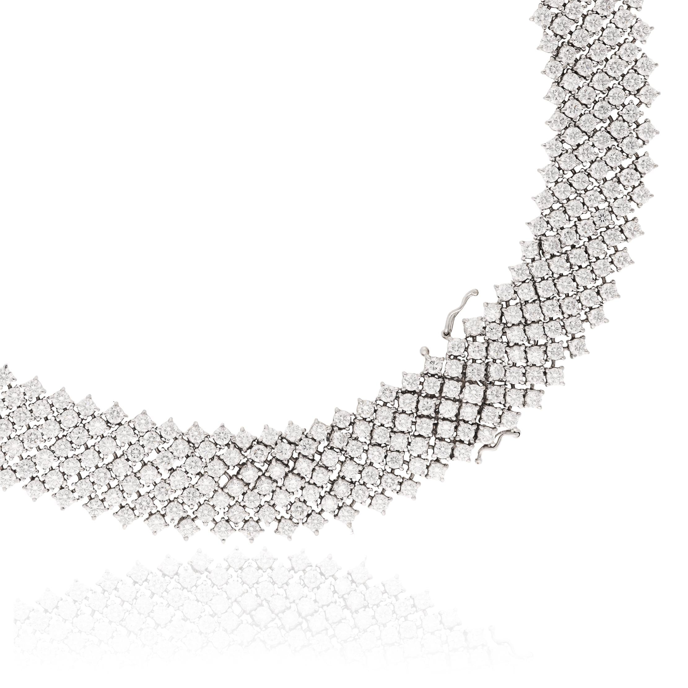 18K WHITE GOLD DIAMOND AND ONYX NECKLACE