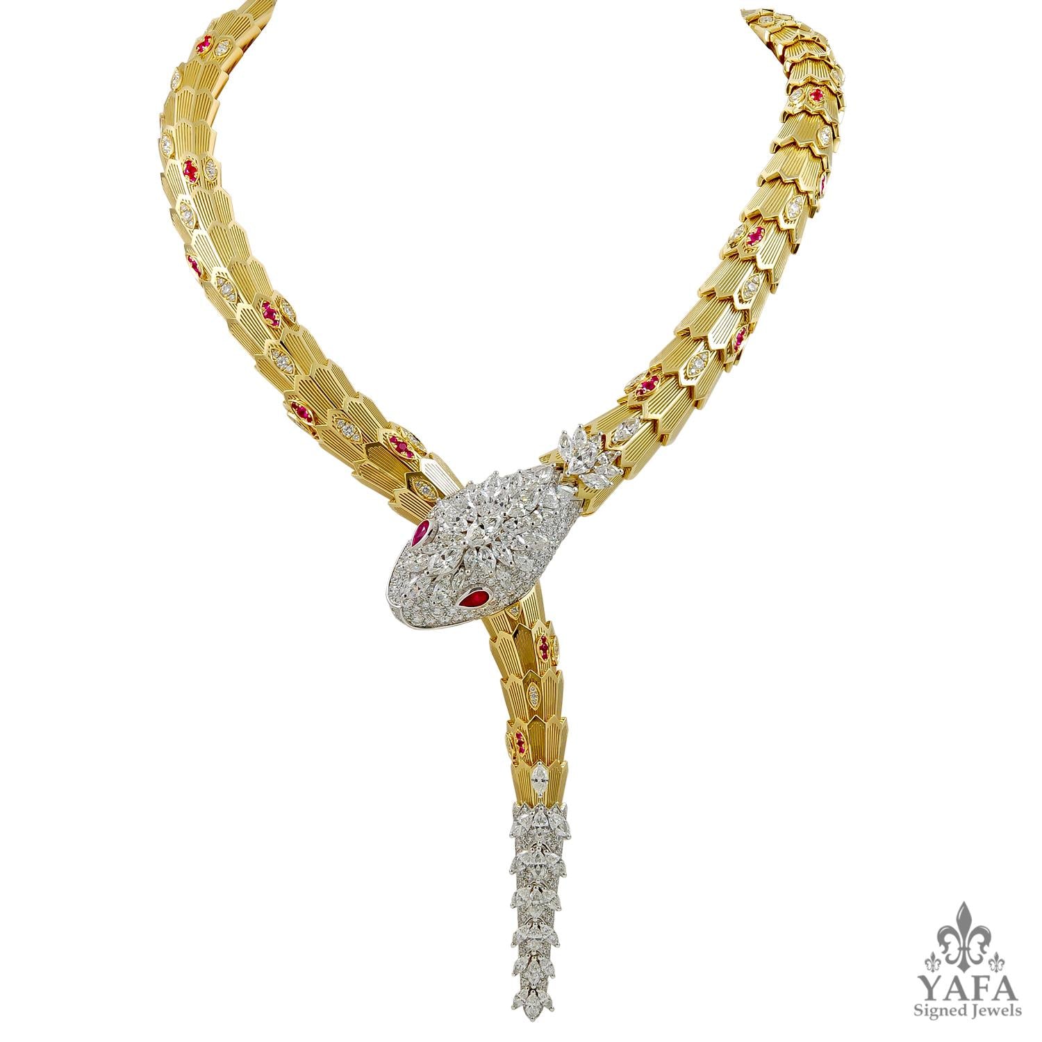 BULGARI 'Serpenti' Full Diamond and Ruby Necklace