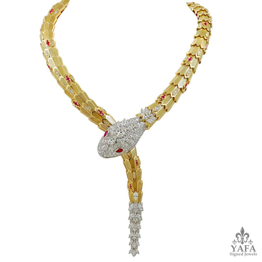 BULGARI 'Serpenti' Full Diamond and Ruby Necklace