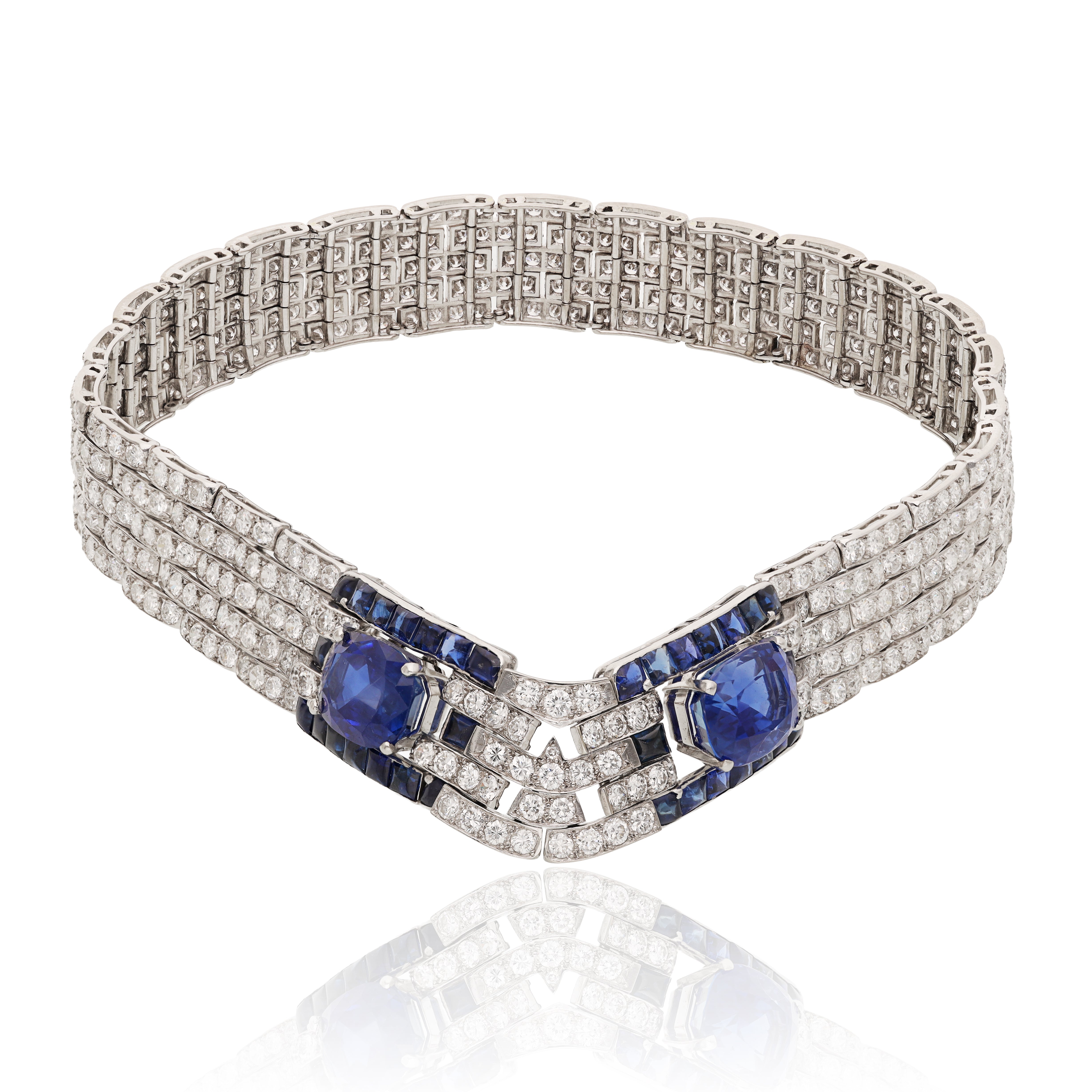 CARTIER PARIS Maillon Panther Sapphire and Diamond Necklace