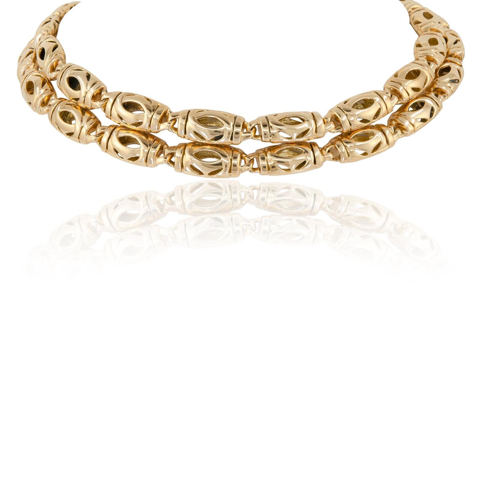 CARTIER 18K Yellow Gold Double “C” Necklace and Bracelet