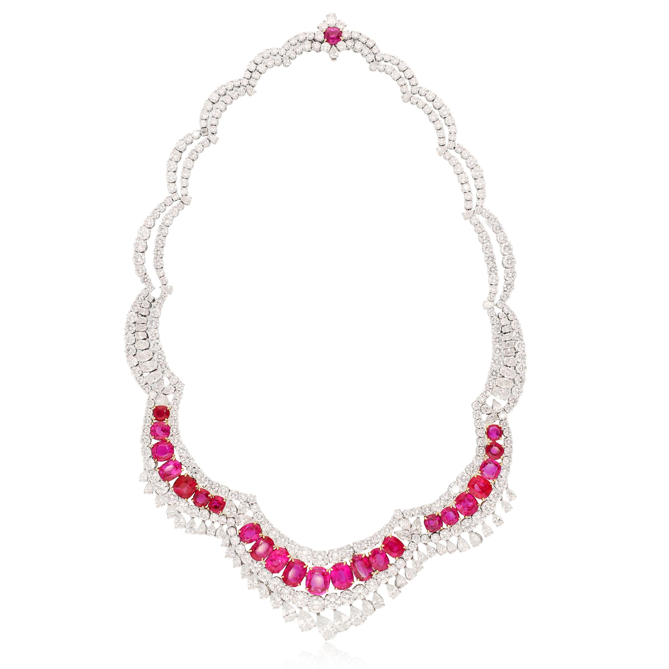 HARRY WINSTON No Heat Burmese Ruby and Diamond Necklace