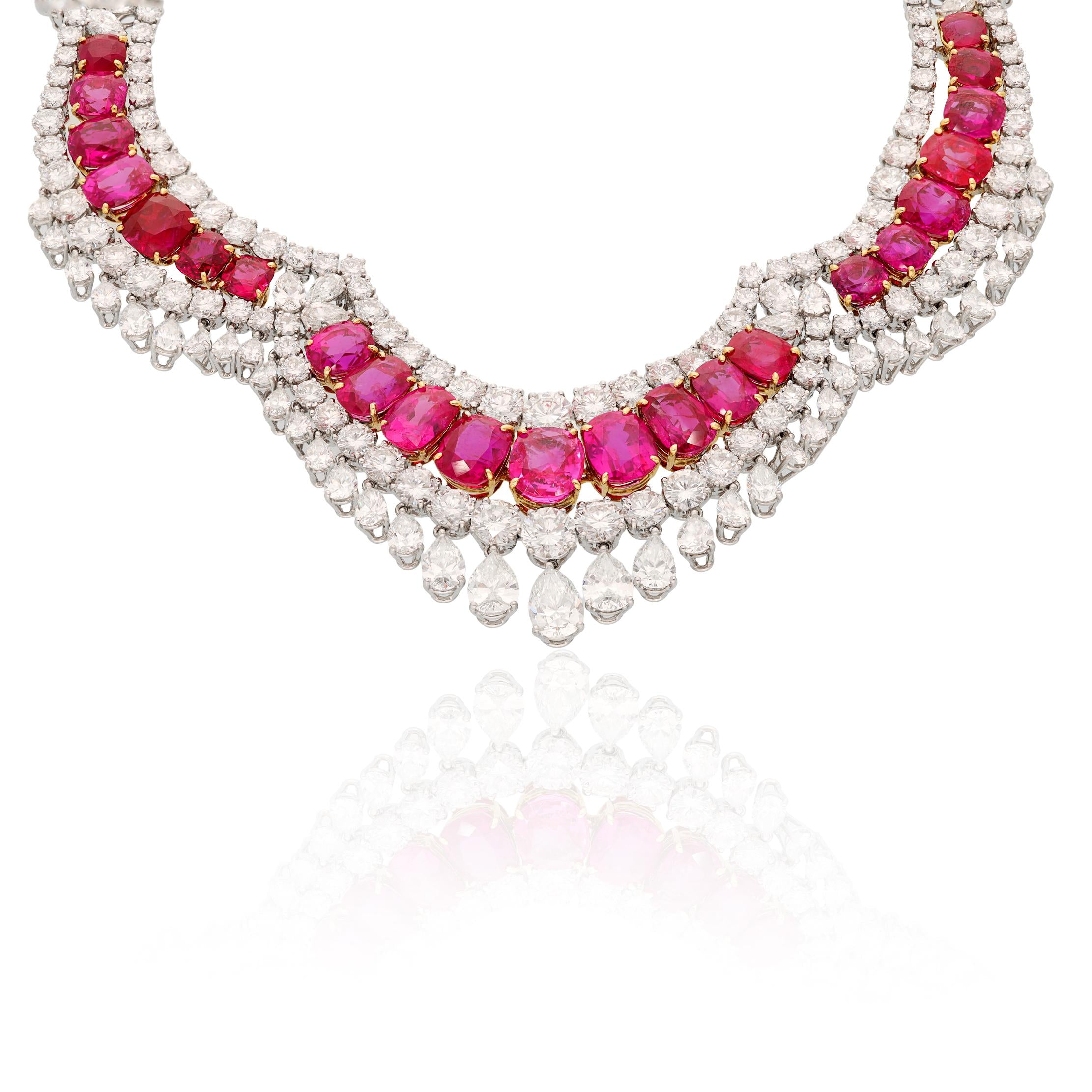HARRY WINSTON No Heat Burmese Ruby and Diamond Necklace