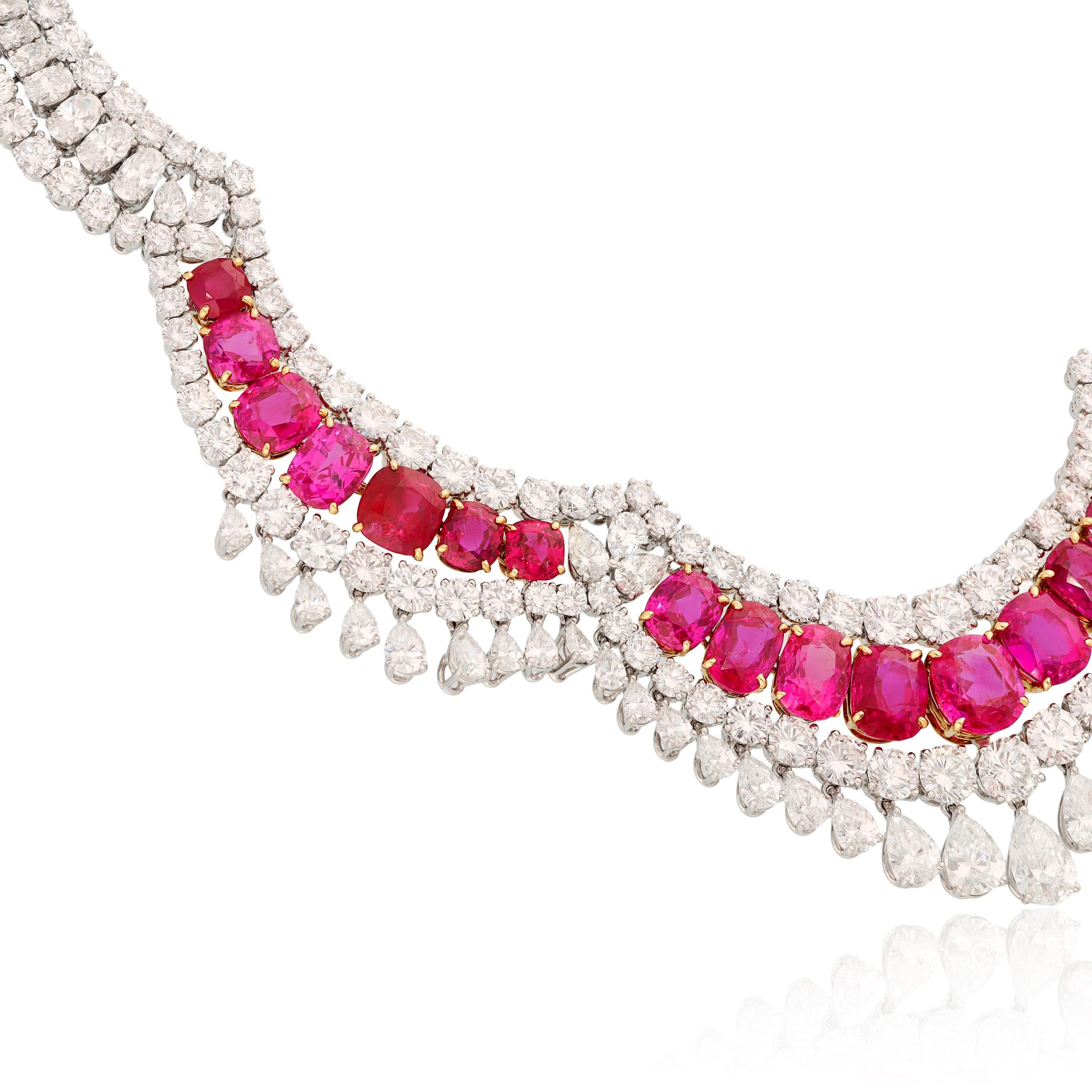 HARRY WINSTON No Heat Burmese Ruby and Diamond Necklace