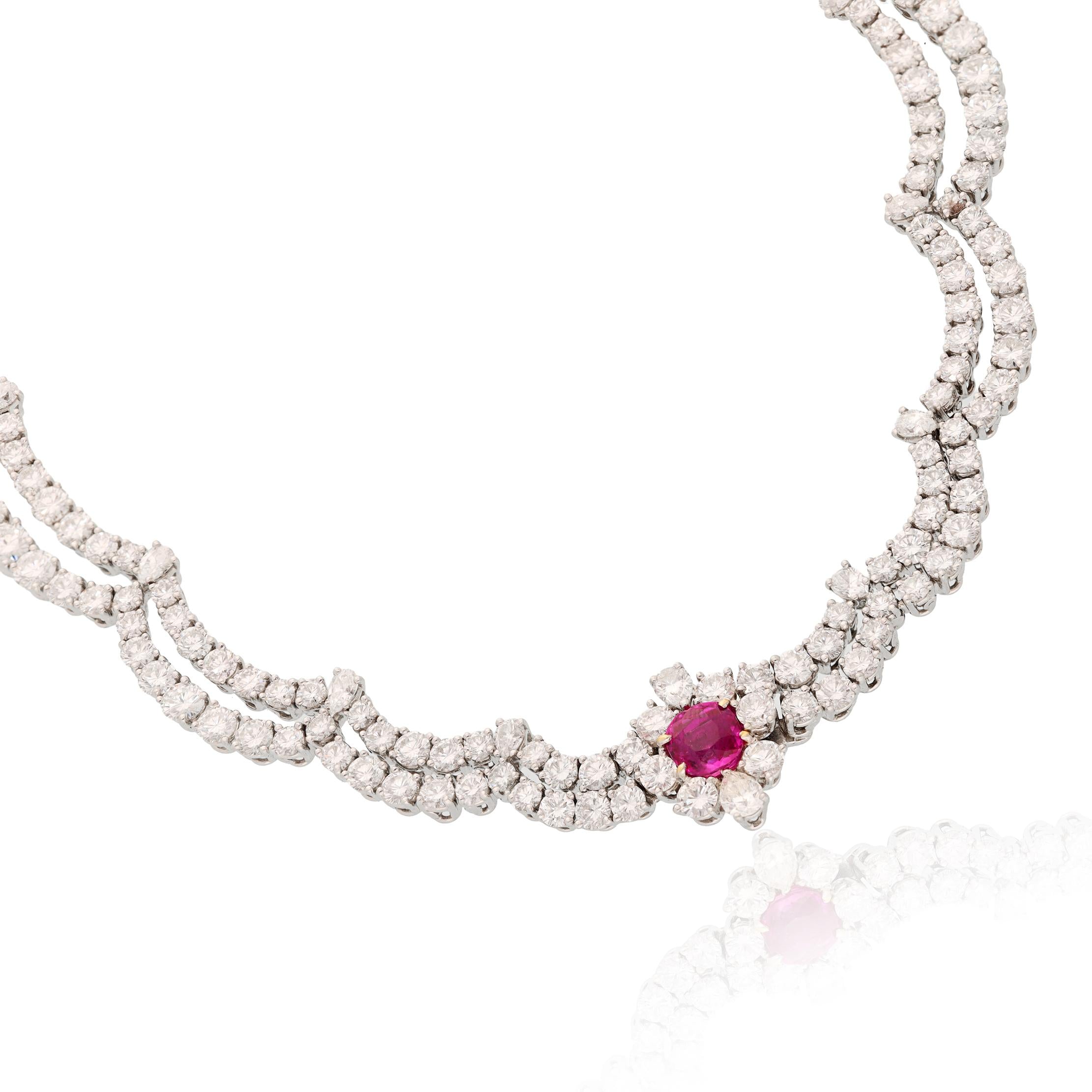 HARRY WINSTON No Heat Burmese Ruby and Diamond Necklace