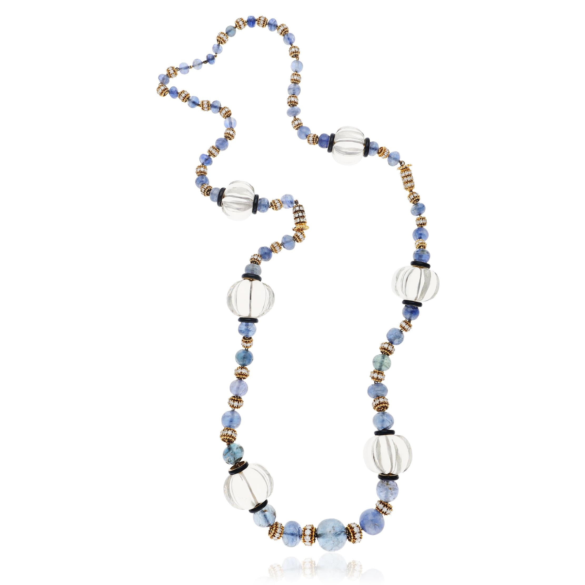 VAN CLEEF & ARPELS Sapphire, Rock Crystal, Diamond and Enamel Sautoir
