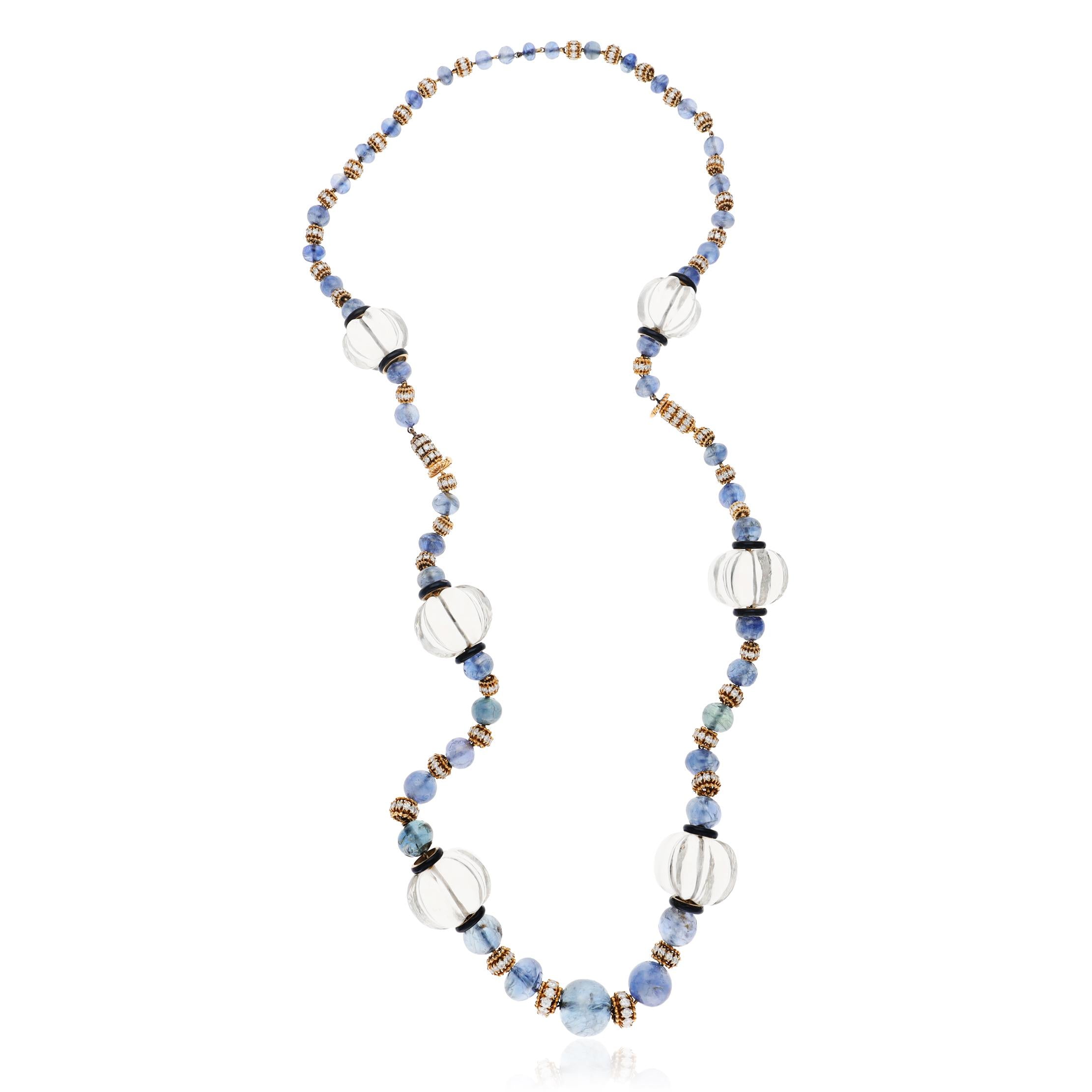 VAN CLEEF & ARPELS Sapphire, Rock Crystal, Diamond and Enamel Sautoir
