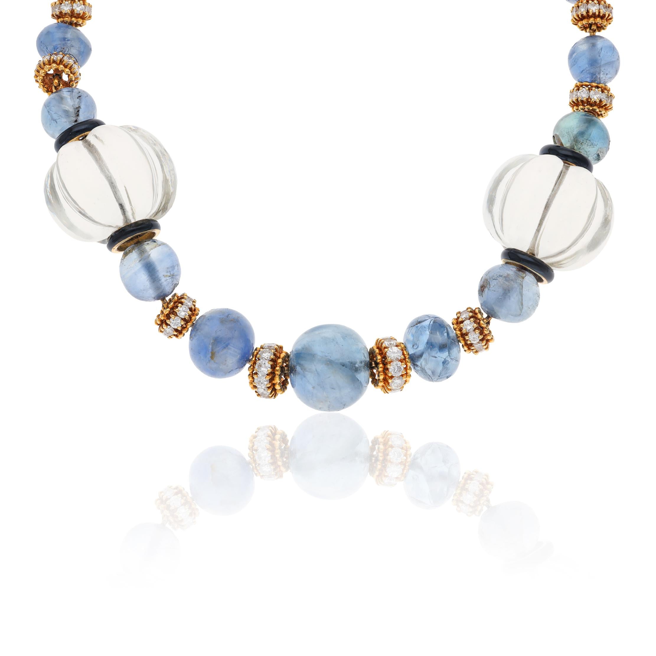 VAN CLEEF & ARPELS Sapphire, Rock Crystal, Diamond and Enamel Sautoir