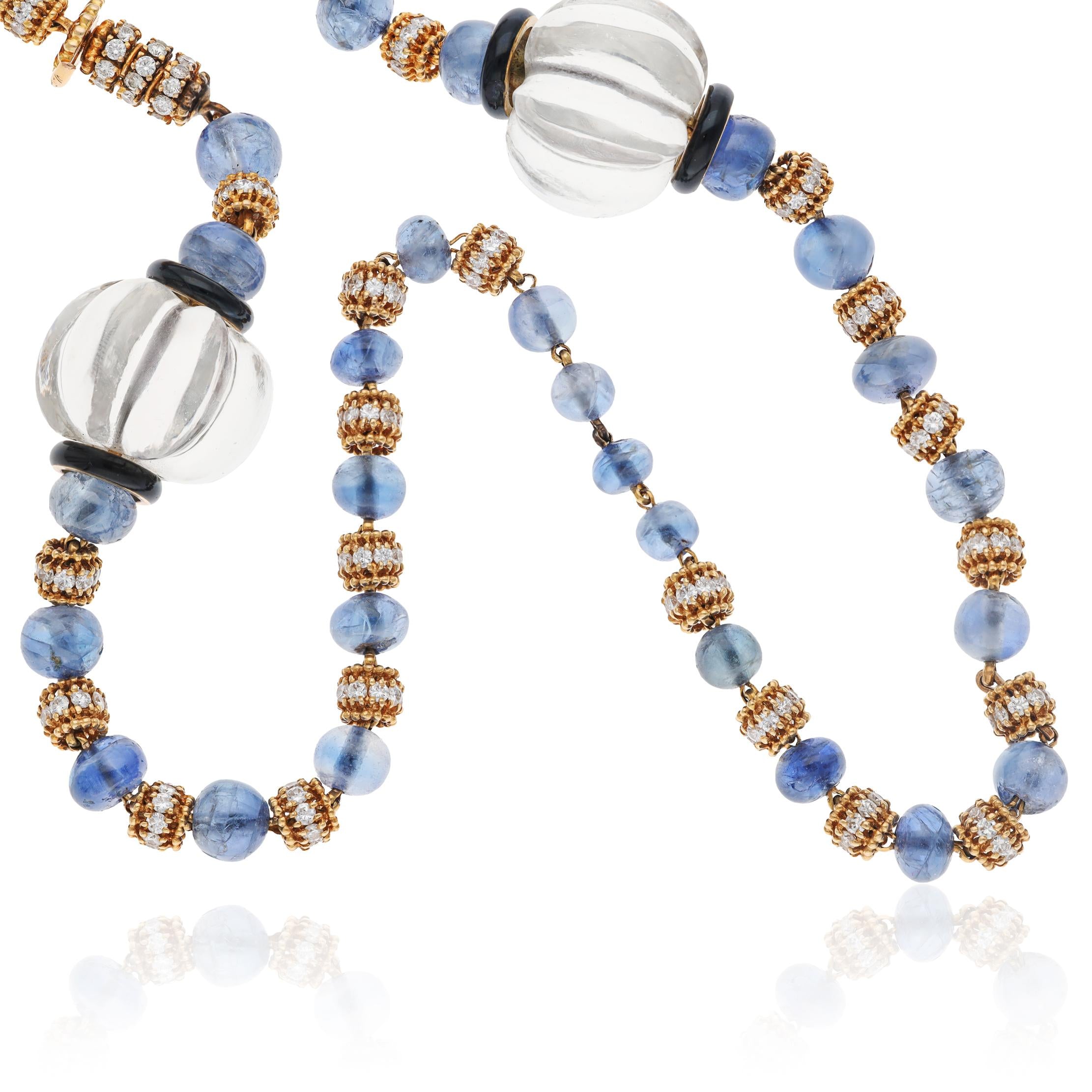 VAN CLEEF & ARPELS Sapphire, Rock Crystal, Diamond and Enamel Sautoir