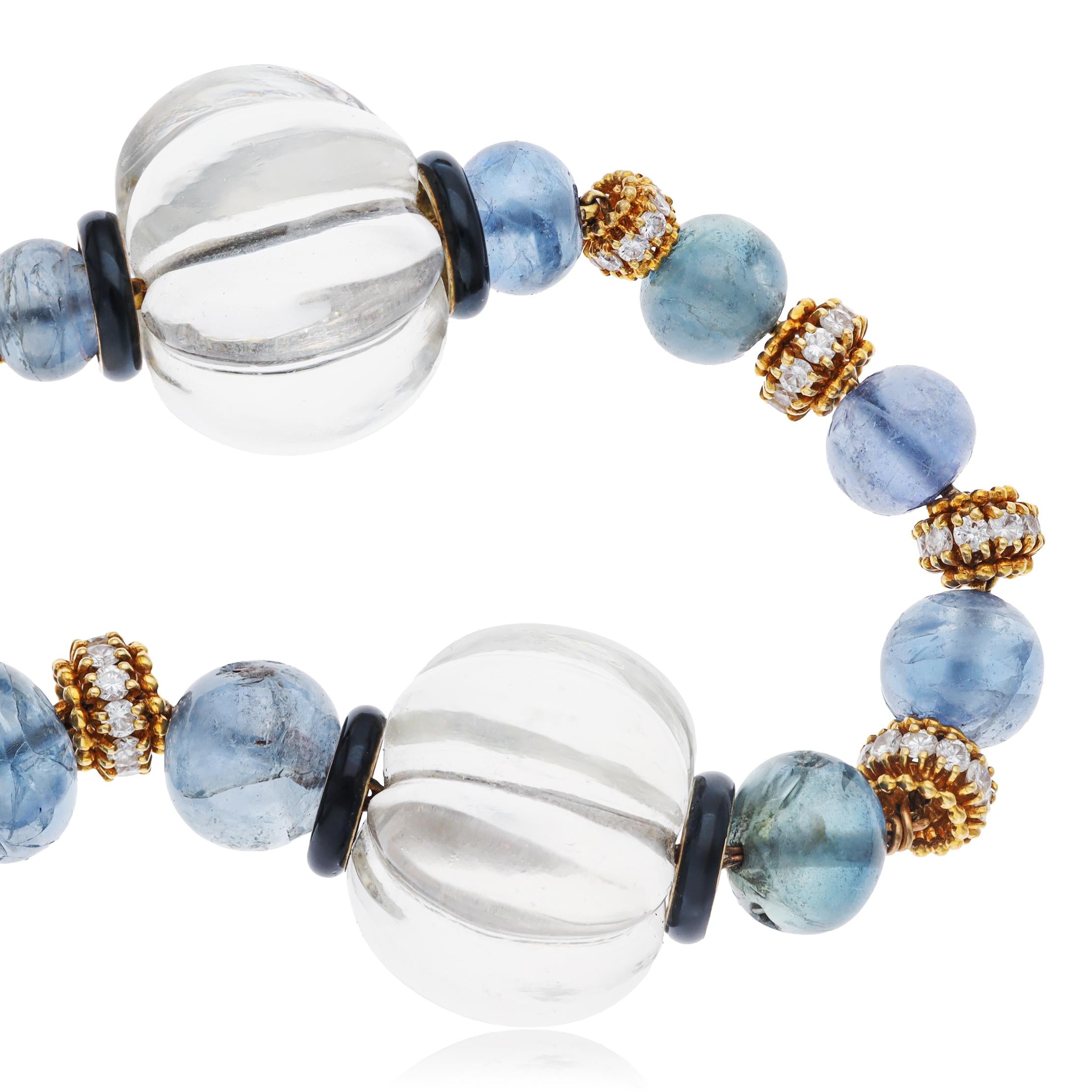VAN CLEEF & ARPELS Sapphire, Rock Crystal, Diamond and Enamel Sautoir
