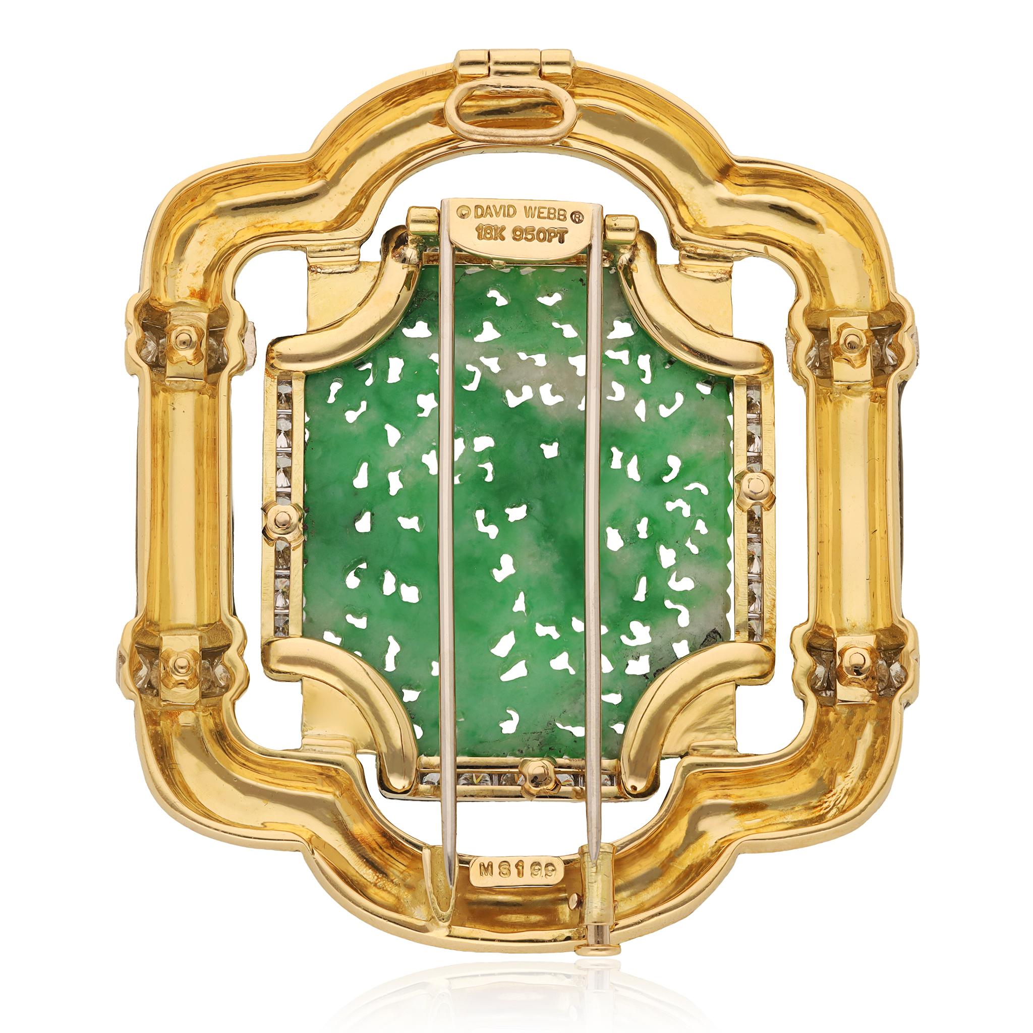 DAVID WEBB "Harmony" Convertible Necklace Jade, Black Enamel and Diamonds