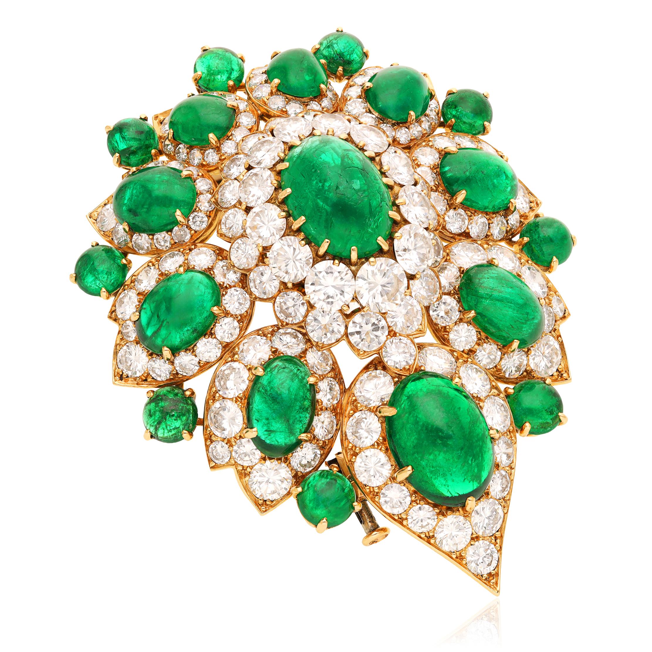 VAN CLEEF & ARPELS Diamond and Emerald Necklace with Detachable Brooch