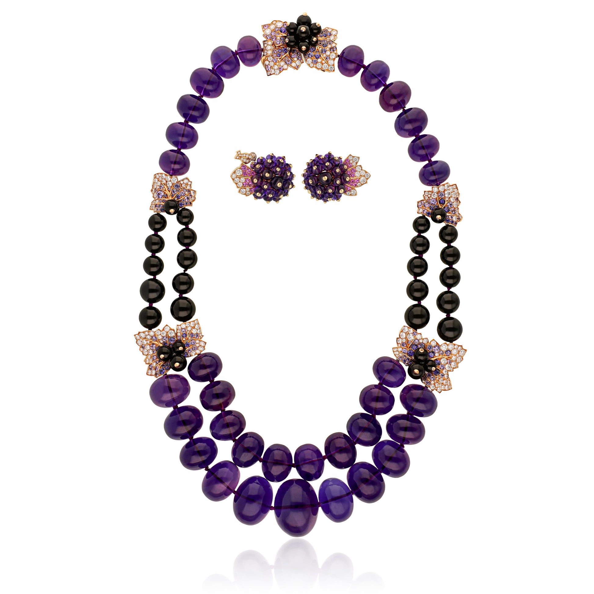 VAN CLEEF & ARPELS Secret de Cassis Amethyst Necklace & Ear Clips