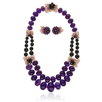 VAN CLEEF & ARPELS Secret de Cassis Amethyst Necklace & Ear Clips