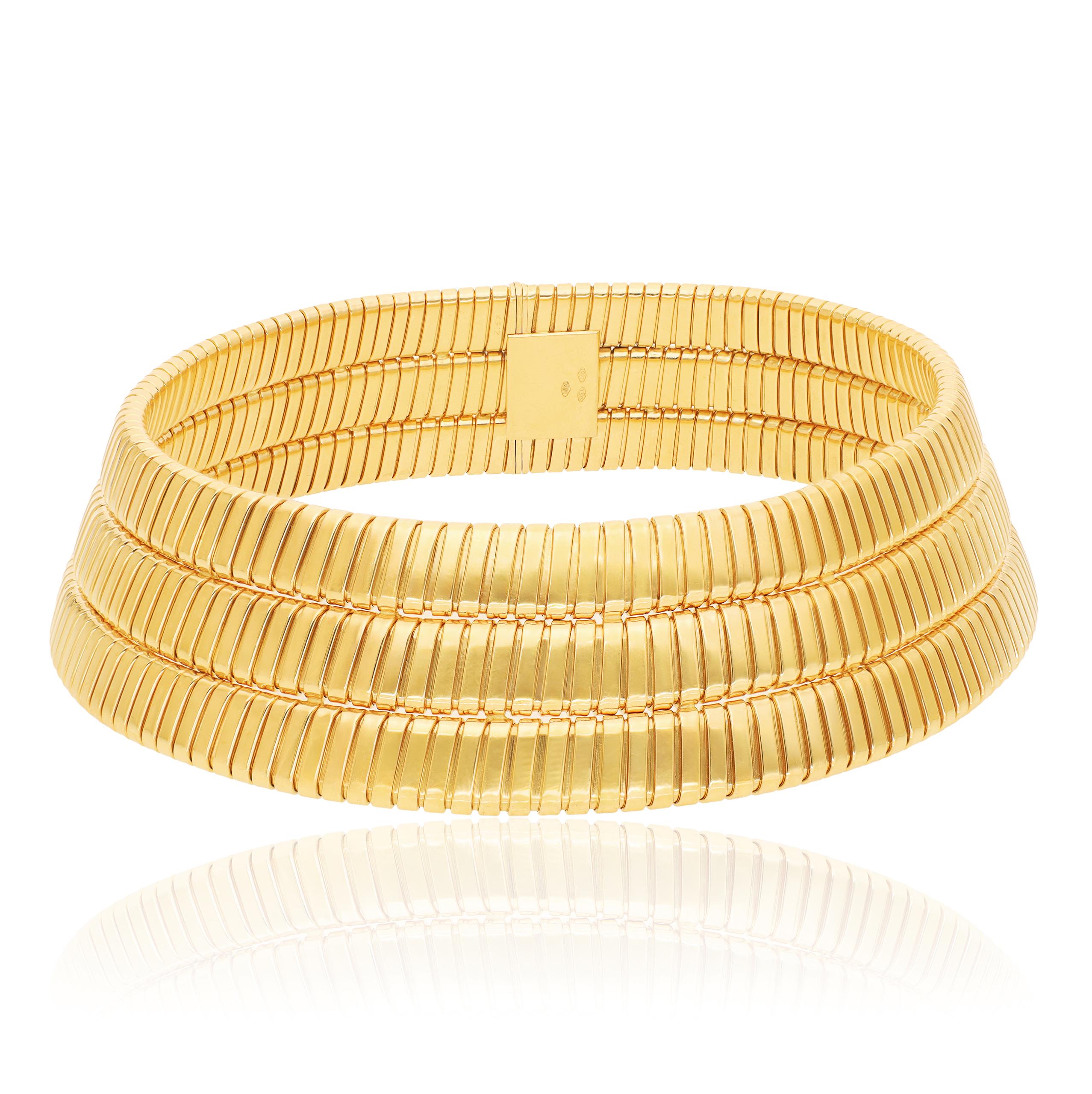 BULGARI Triple Row Tubogas Choker Necklace