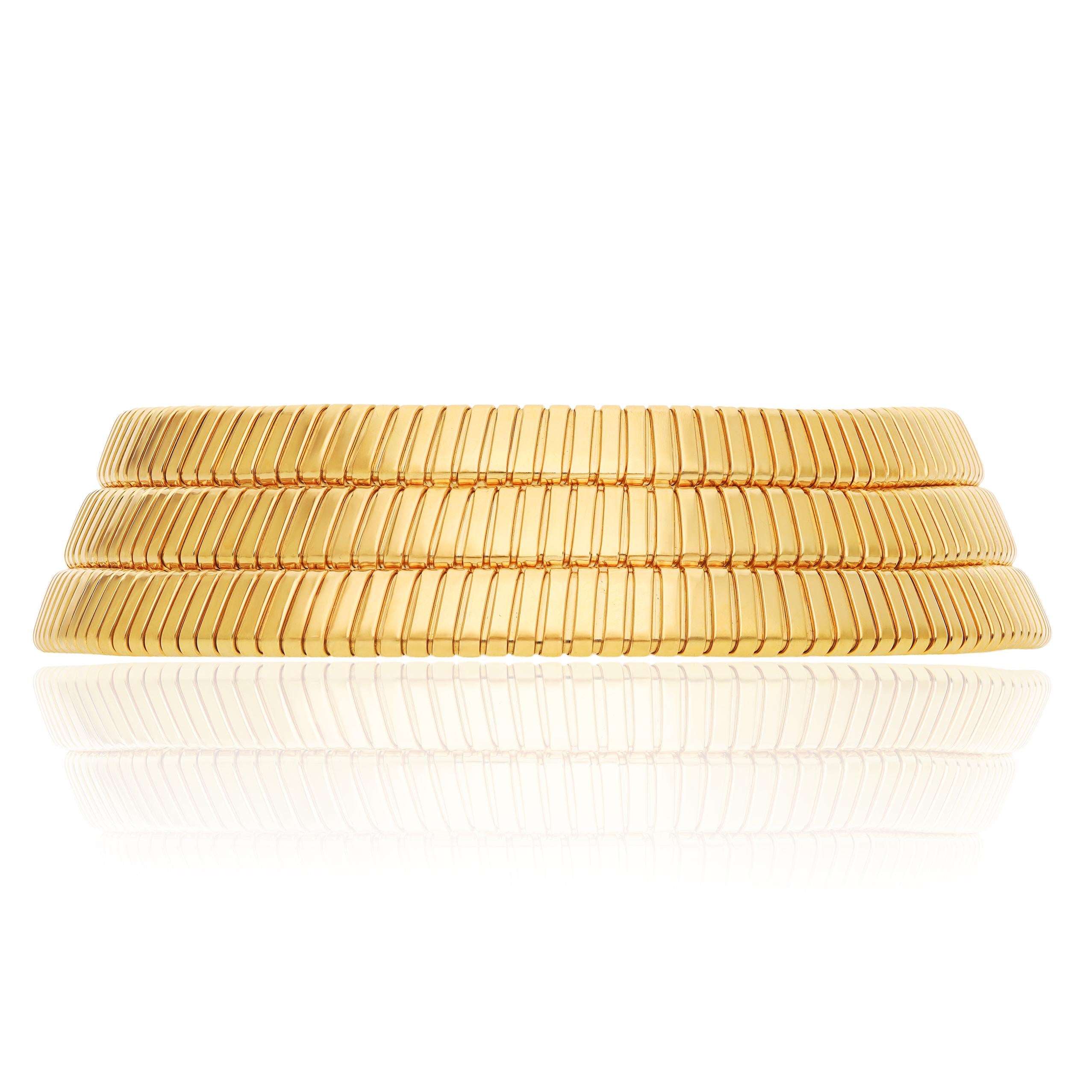 BULGARI Triple Row Tubogas Choker Necklace