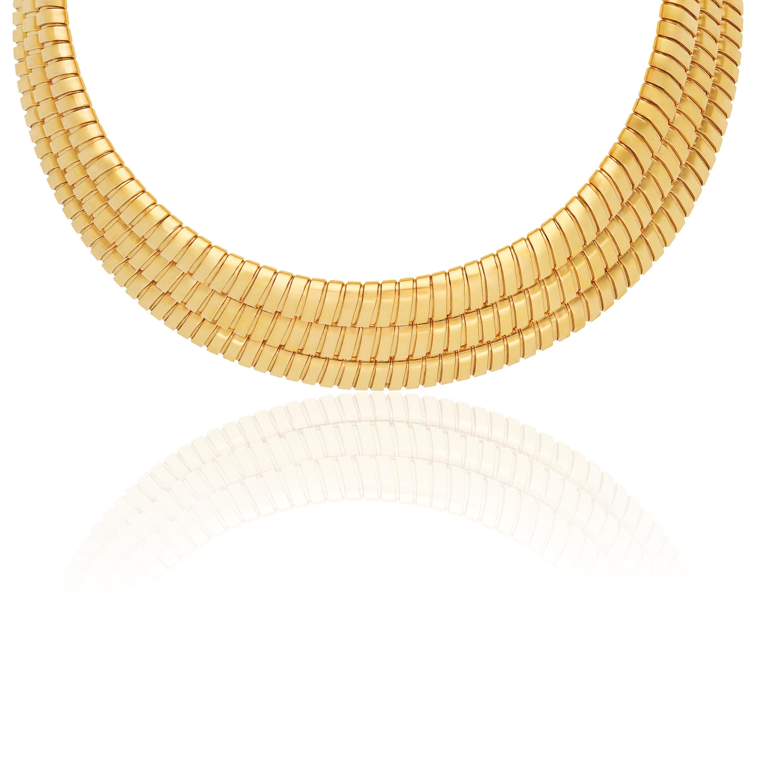 BULGARI Triple Row Tubogas Choker Necklace