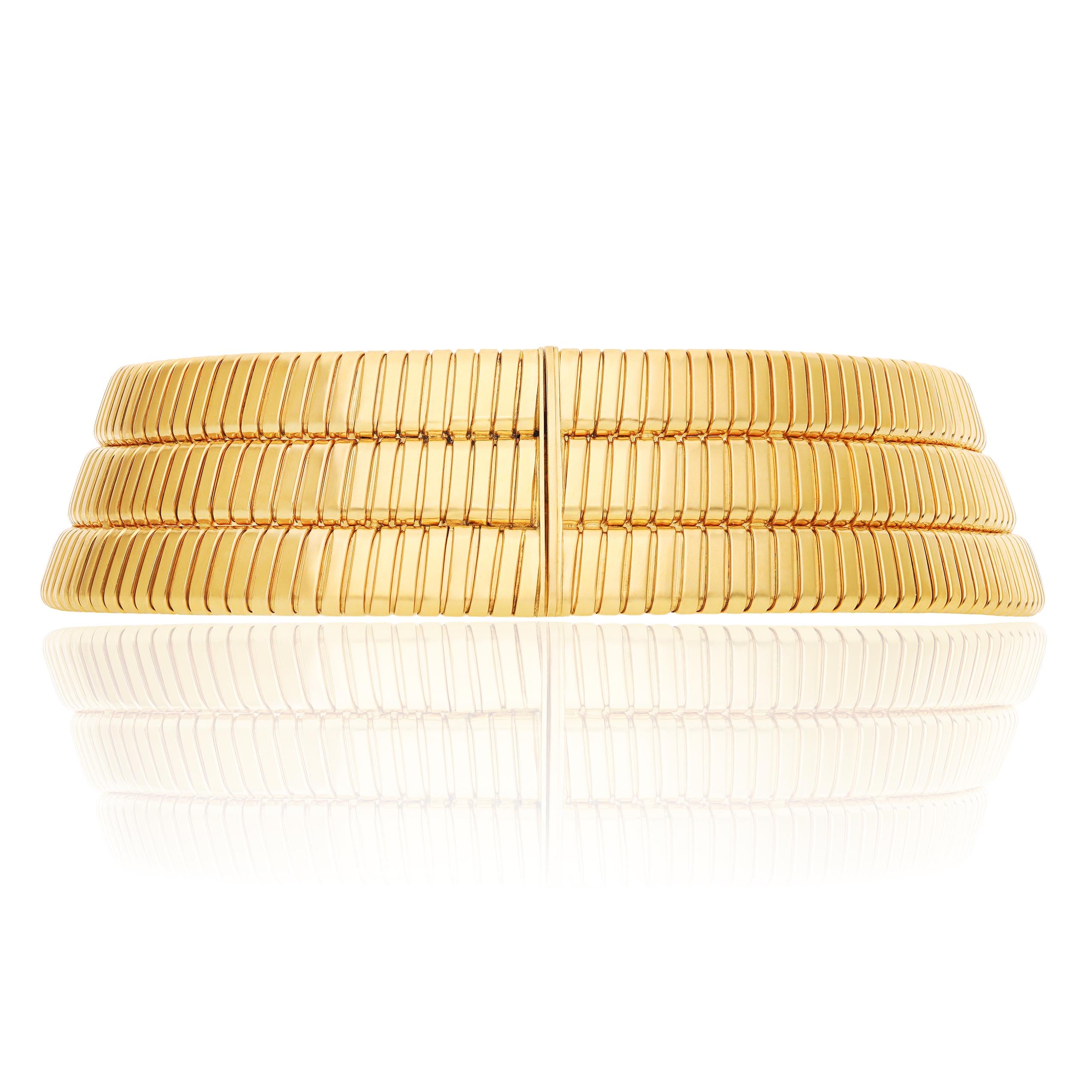 BULGARI Triple Row Tubogas Choker Necklace