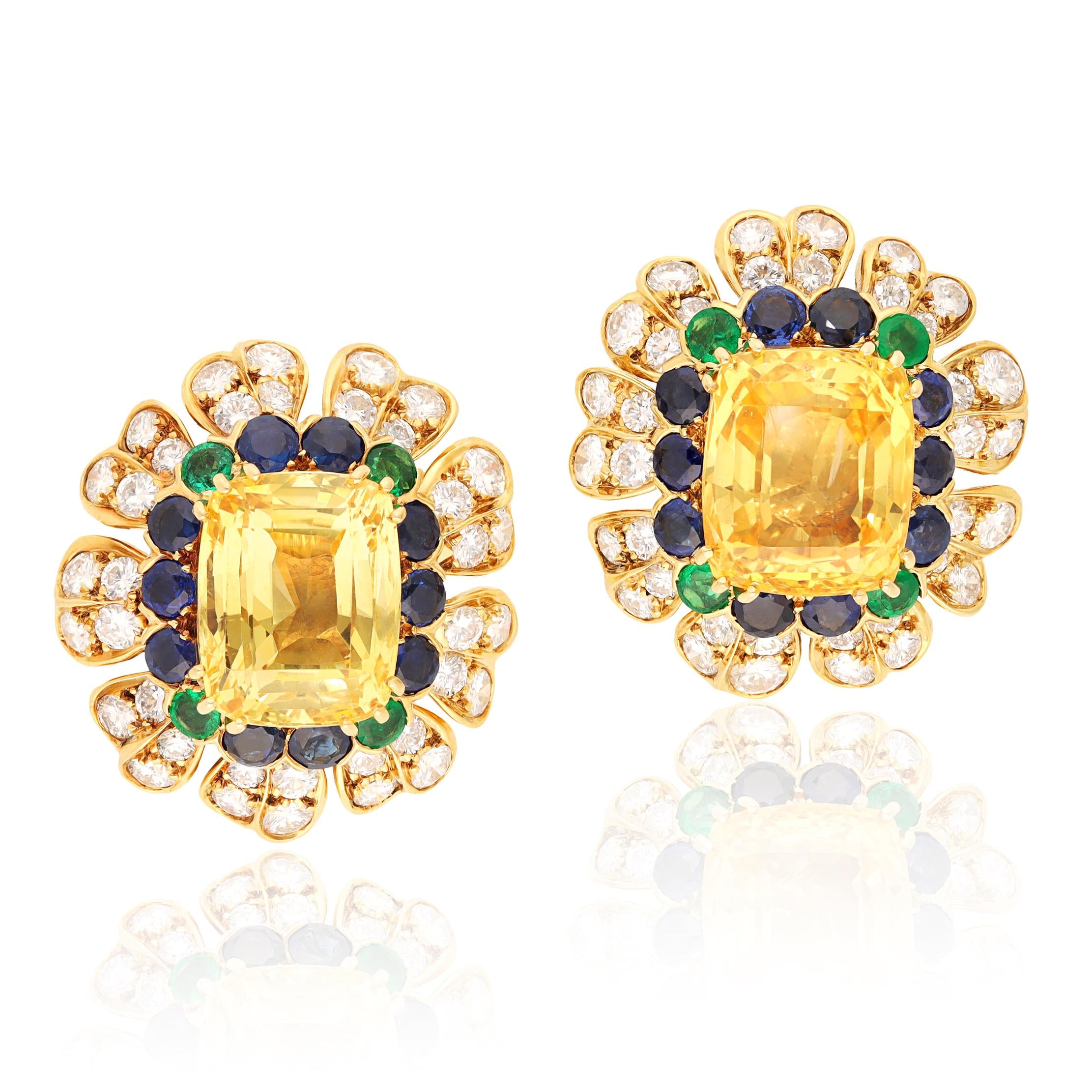 VAN CLEEF & ARPELS Ceylon Yellow & Blue Sapphires Necklace/Detachable Pendant