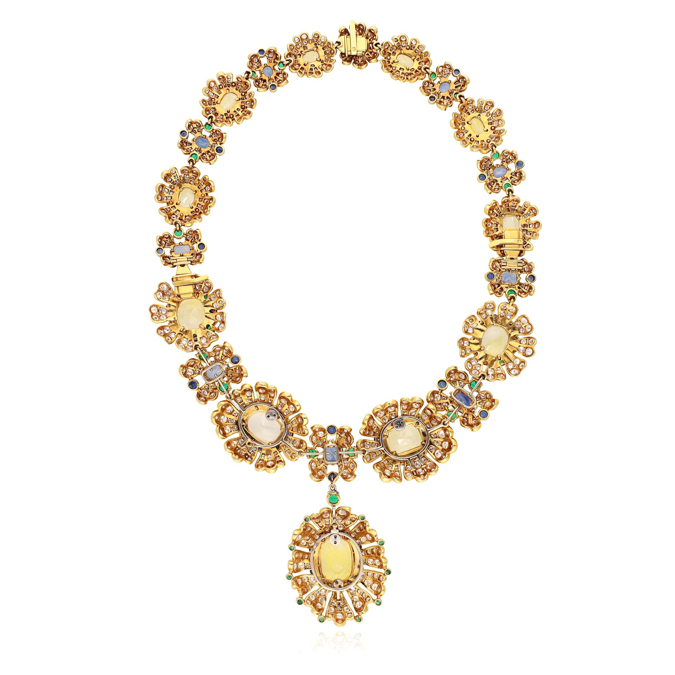 VAN CLEEF & ARPELS Ceylon Yellow & Blue Sapphires Necklace/Detachable Pendant