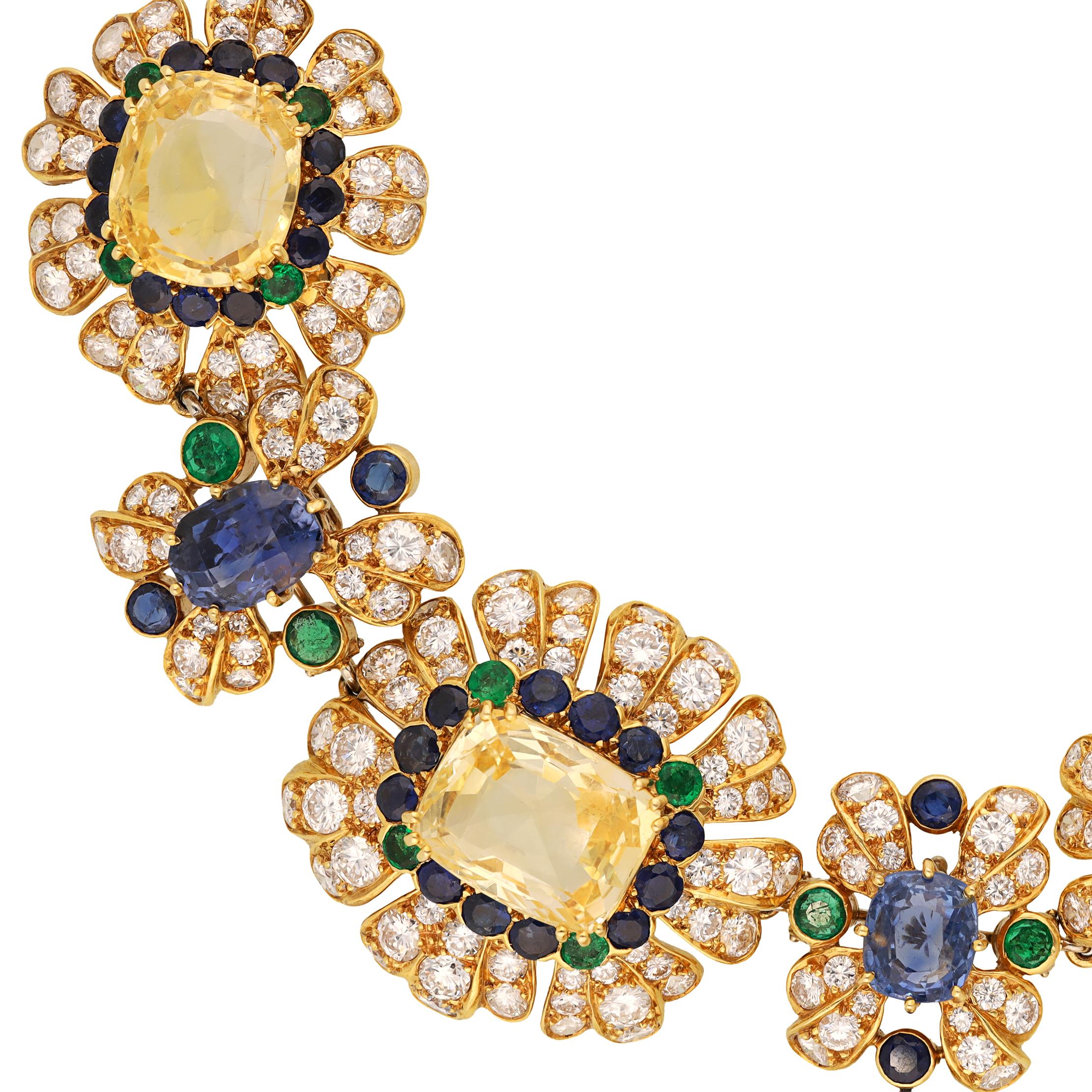 VAN CLEEF & ARPELS Ceylon Yellow & Blue Sapphires Necklace/Detachable Pendant