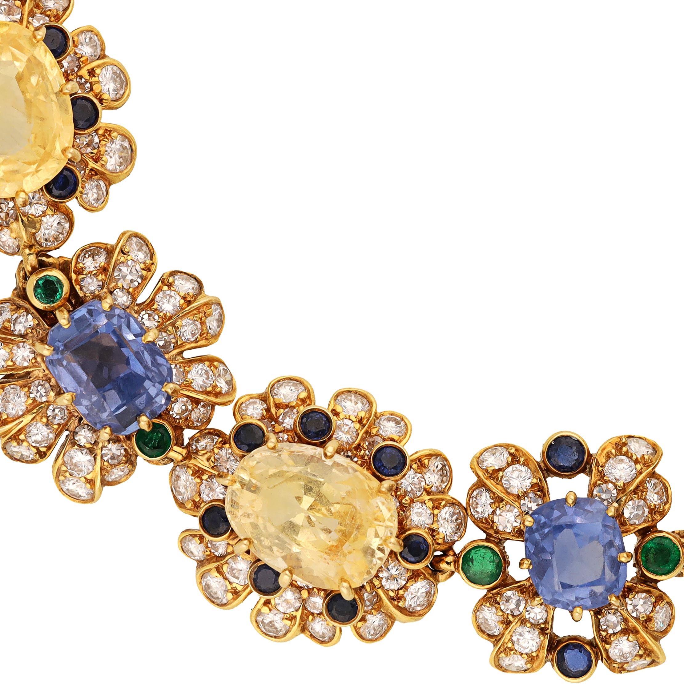 VAN CLEEF & ARPELS Ceylon Yellow & Blue Sapphires Necklace/Detachable Pendant