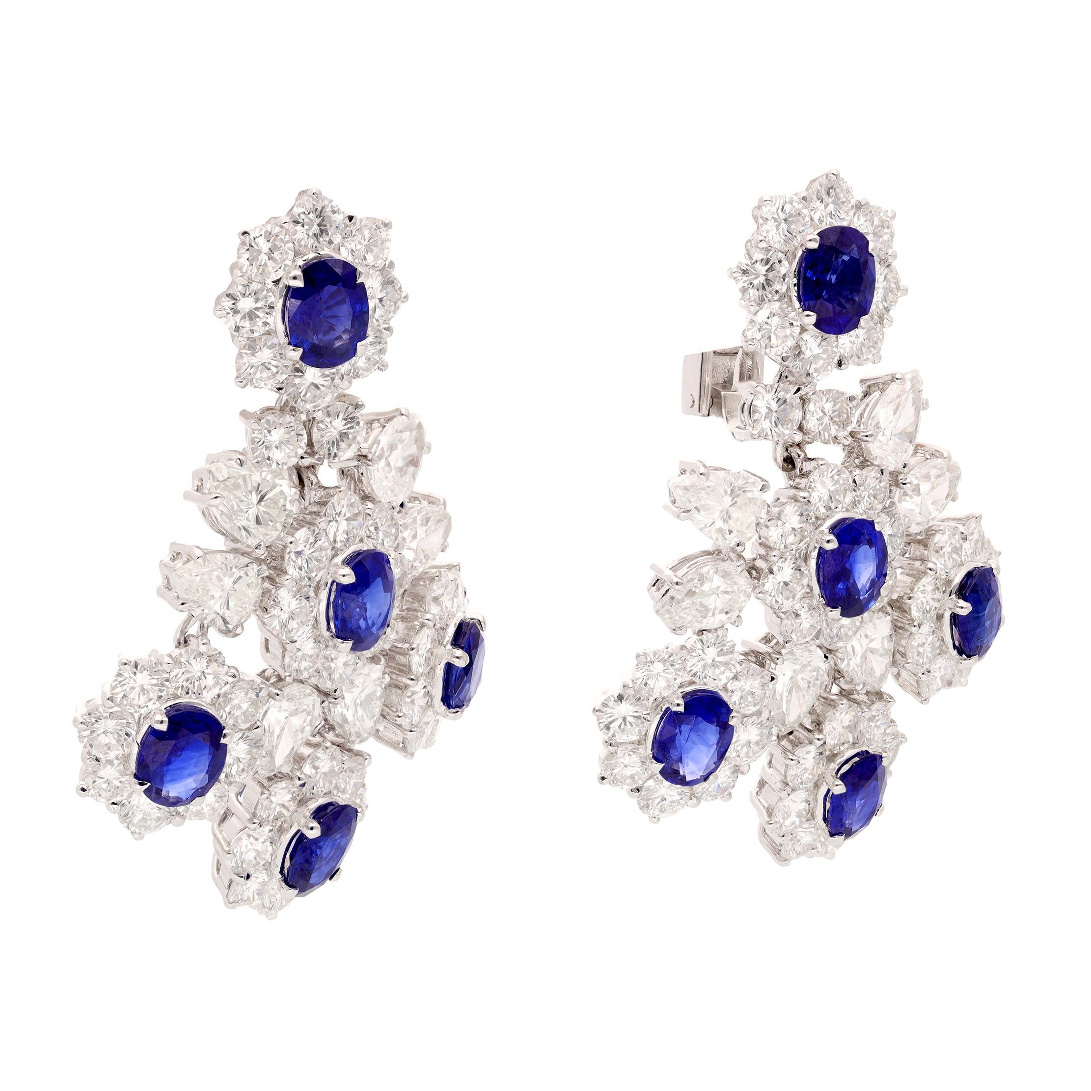 18K White Gold Sapphire and Diamond Parure