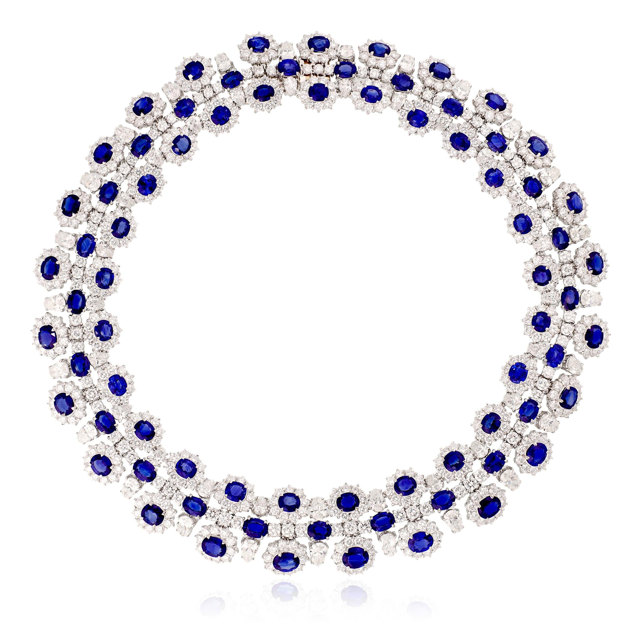 18K White Gold Sapphire and Diamond Parure